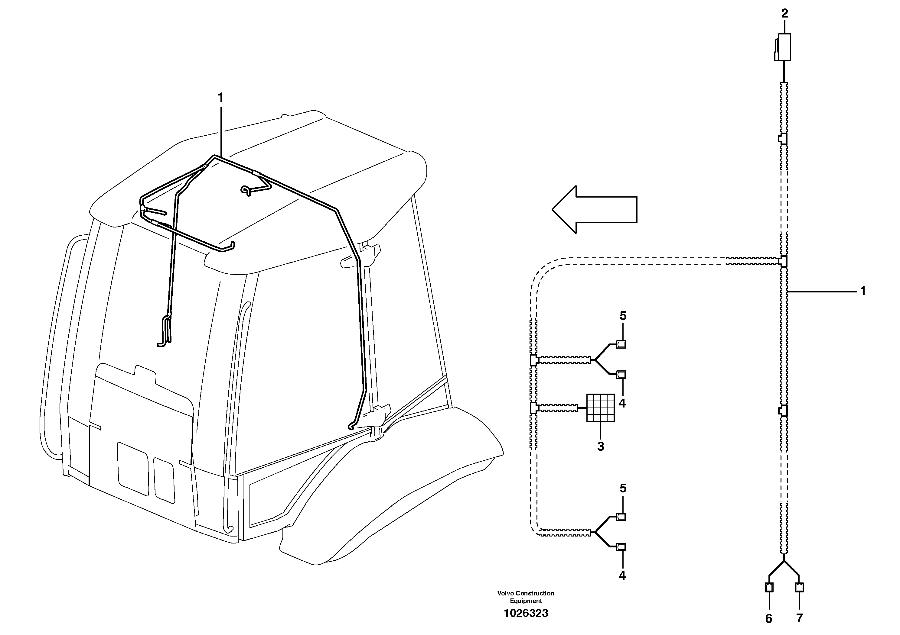 Схема запчастей Volvo BL70 - 40300 Cable Harness cab int. roof BL70