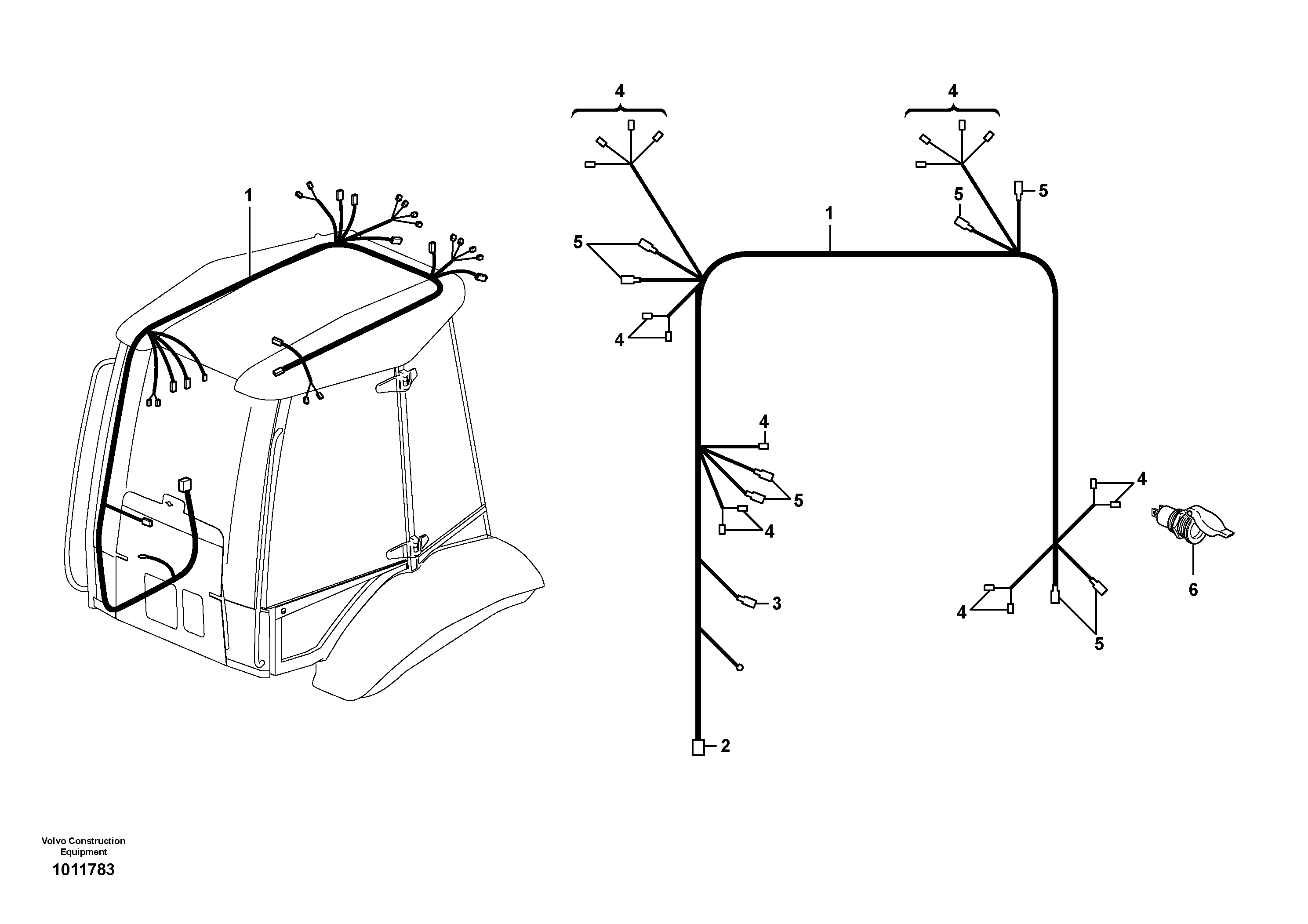 Схема запчастей Volvo BL70 - 40301 Cable Harness cab int. roof BL70