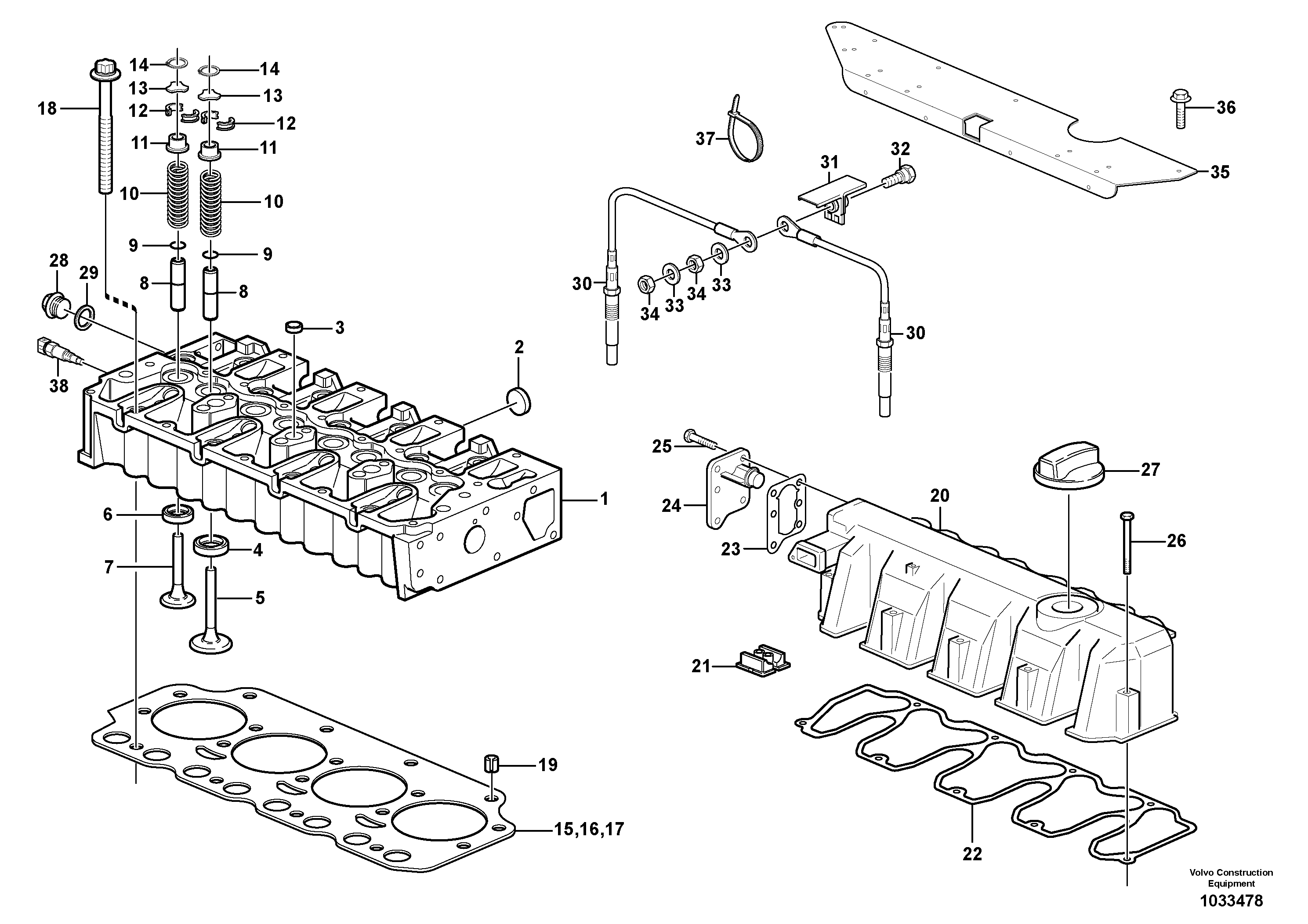 Схема запчастей Volvo BL70 - 56273 Головка блока цилиндров BL70 S/N 11489 -