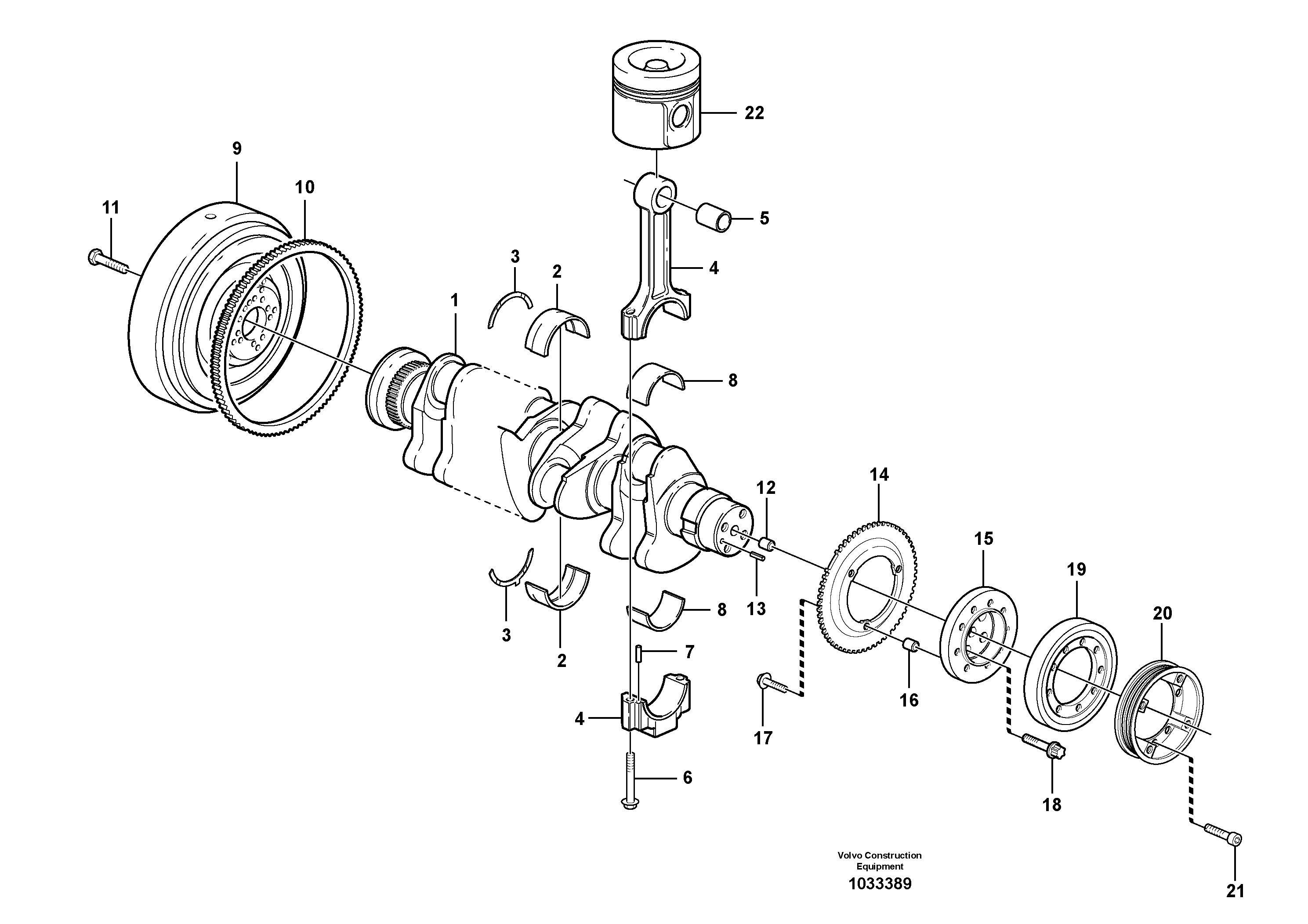 Схема запчастей Volvo BL70 - 2468 Crankshaft and related parts BL70 S/N 11489 -