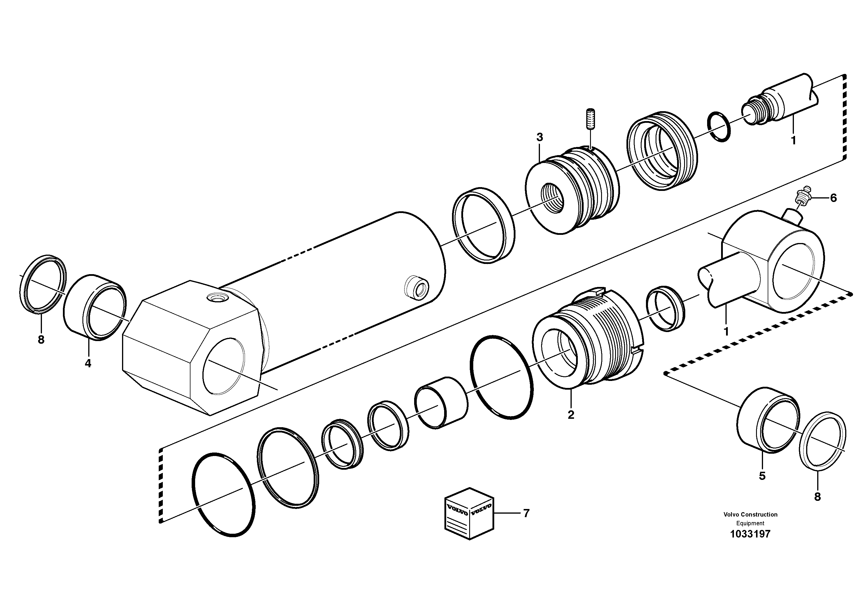 Схема запчастей Volvo BL70 - 43697 Stabiliser cylinder BL70 S/N 11489 -