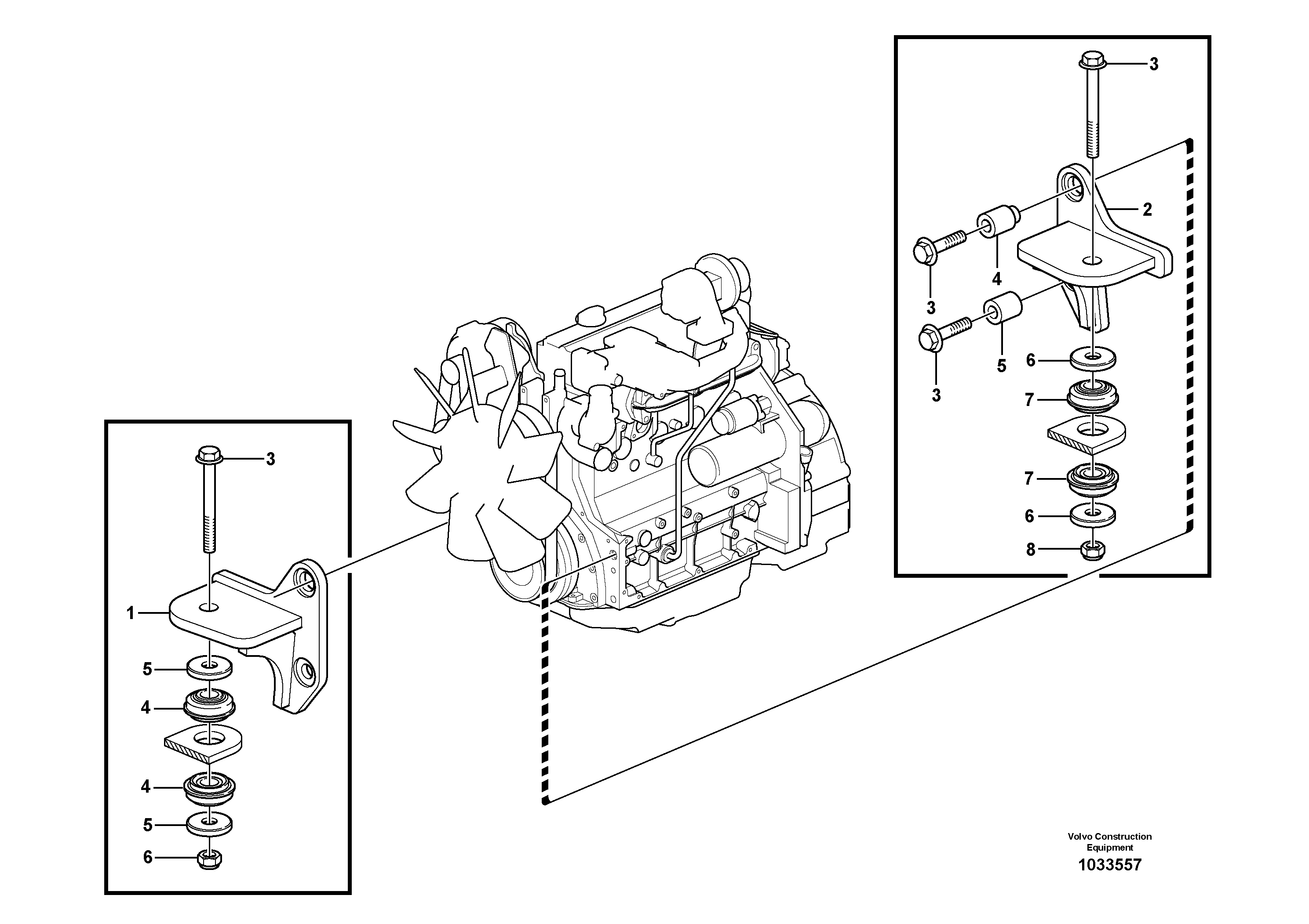 Схема запчастей Volvo BL70 - 50005 Engine suspension BL70 S/N 11489 -