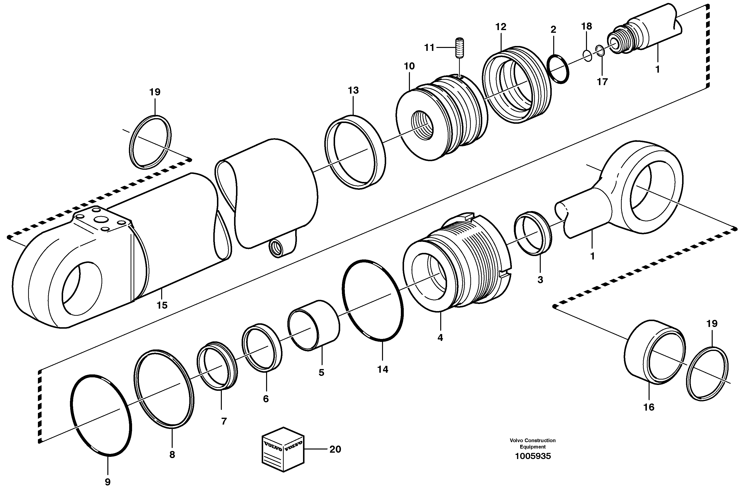 Схема запчастей Volvo BL70 - 102681 Гидроцилиндр стрелы BL70 S/N 11489 -