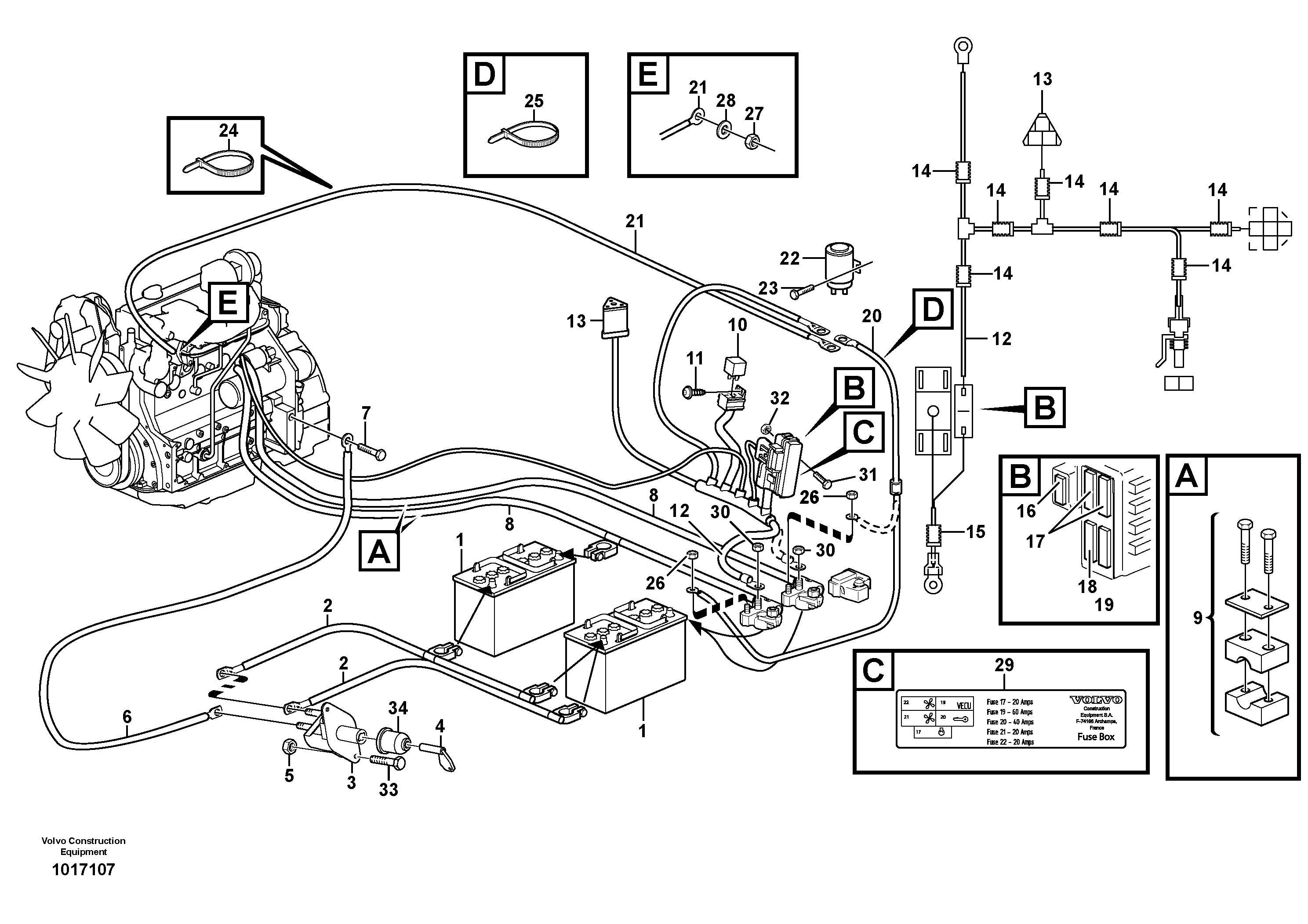 Схема запчастей Volvo BL70 - 96553 Battery cable and main switch BL70