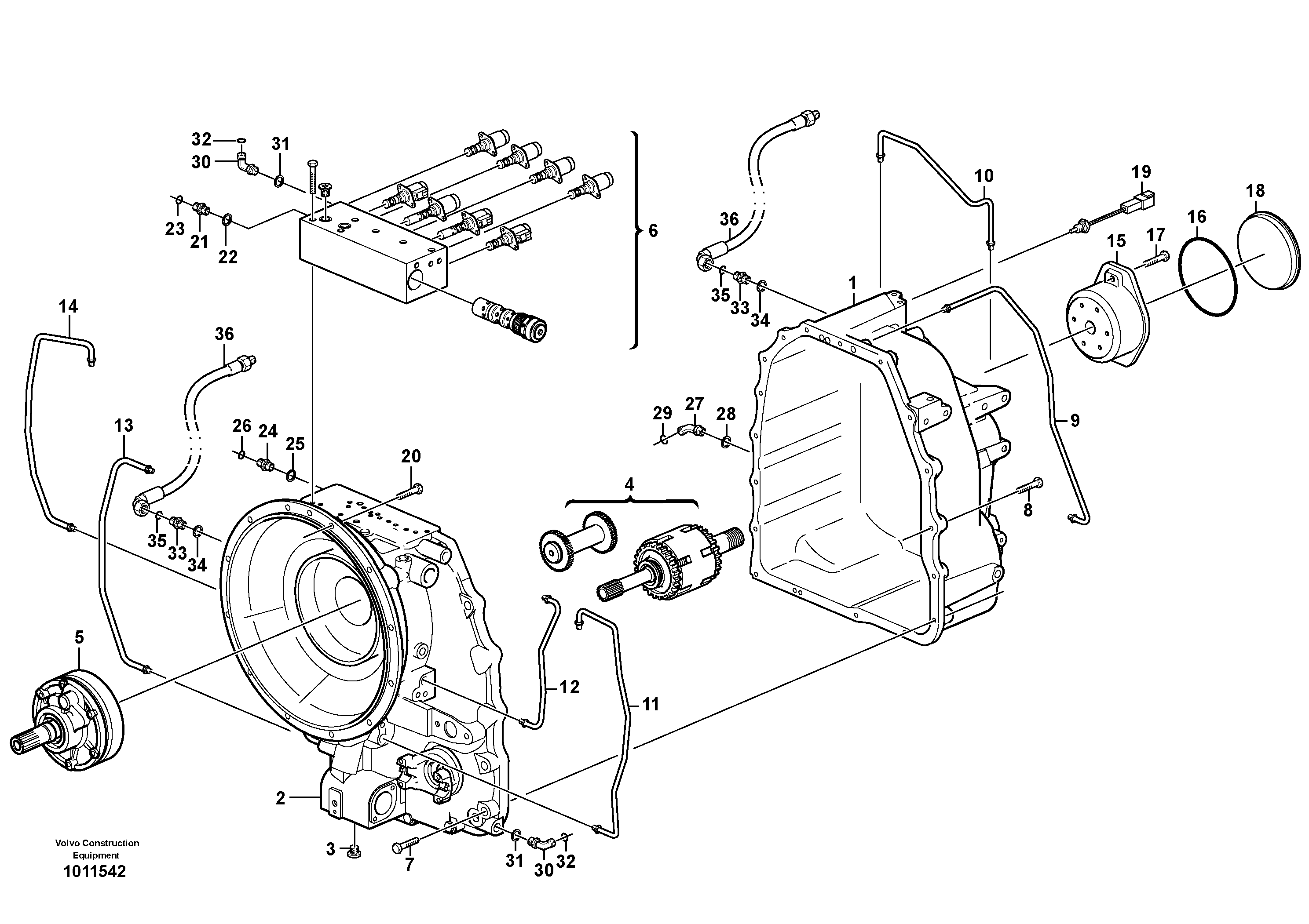 Схема запчастей Volvo BL70 - 41106 Hydraulic transmission with fitting parts BL70