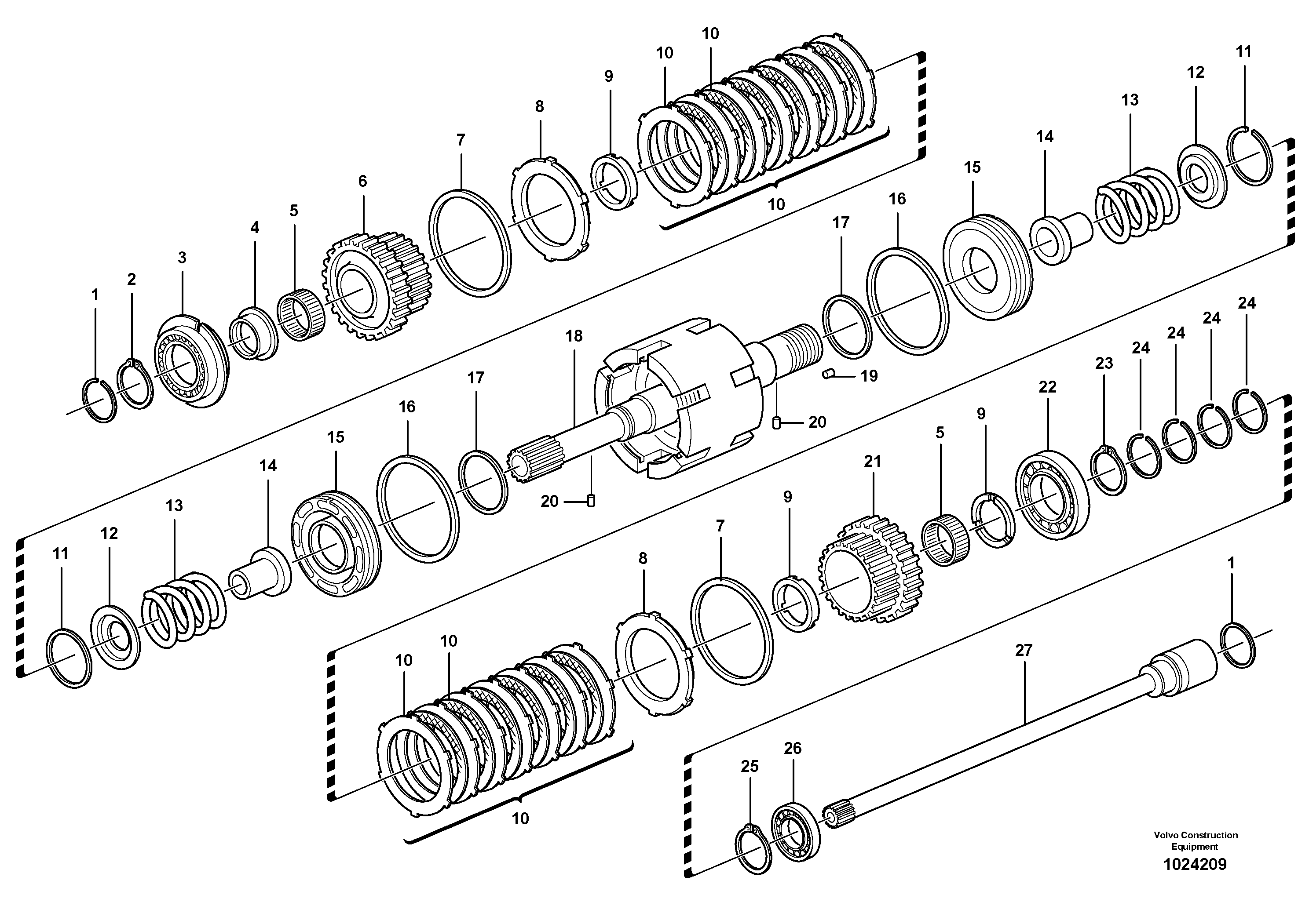 Схема запчастей Volvo BL70 - 37251 Clutch shaft forward/reverse BL70