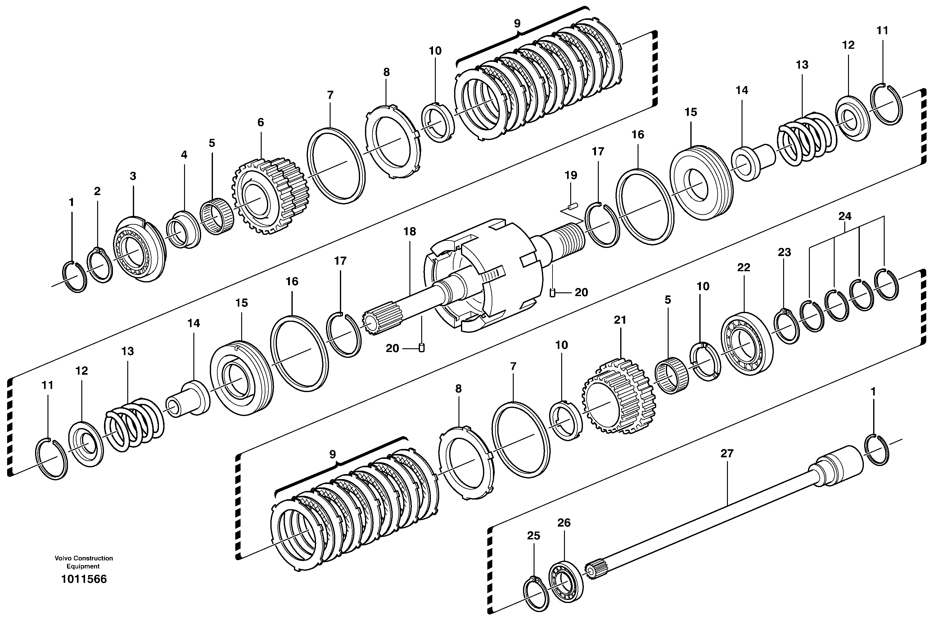 Схема запчастей Volvo BL70 - 37253 Clutch shaft forward/reverse BL70