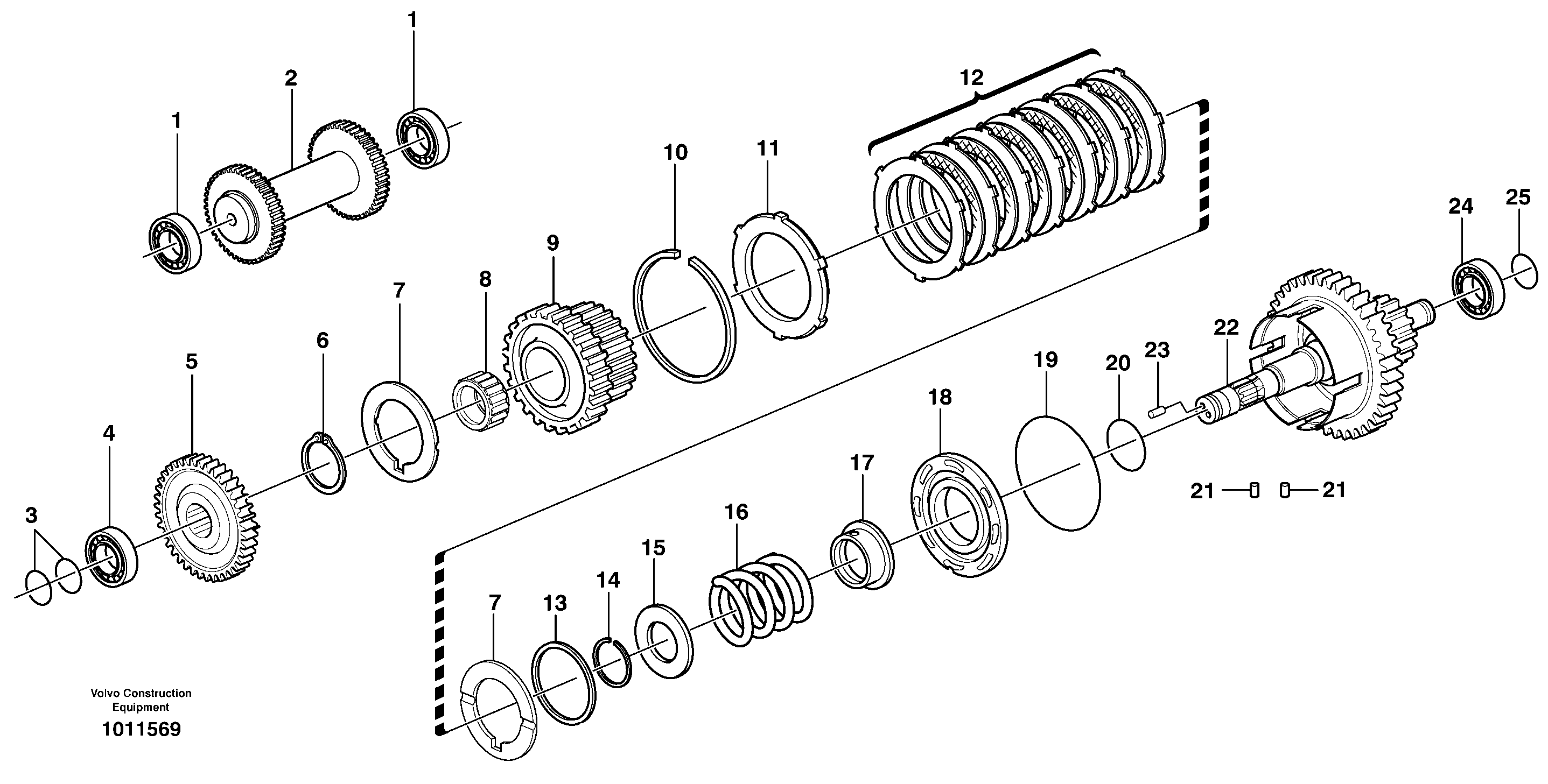 Схема запчастей Volvo BL70 - 37259 Reverse and primary shaft BL70