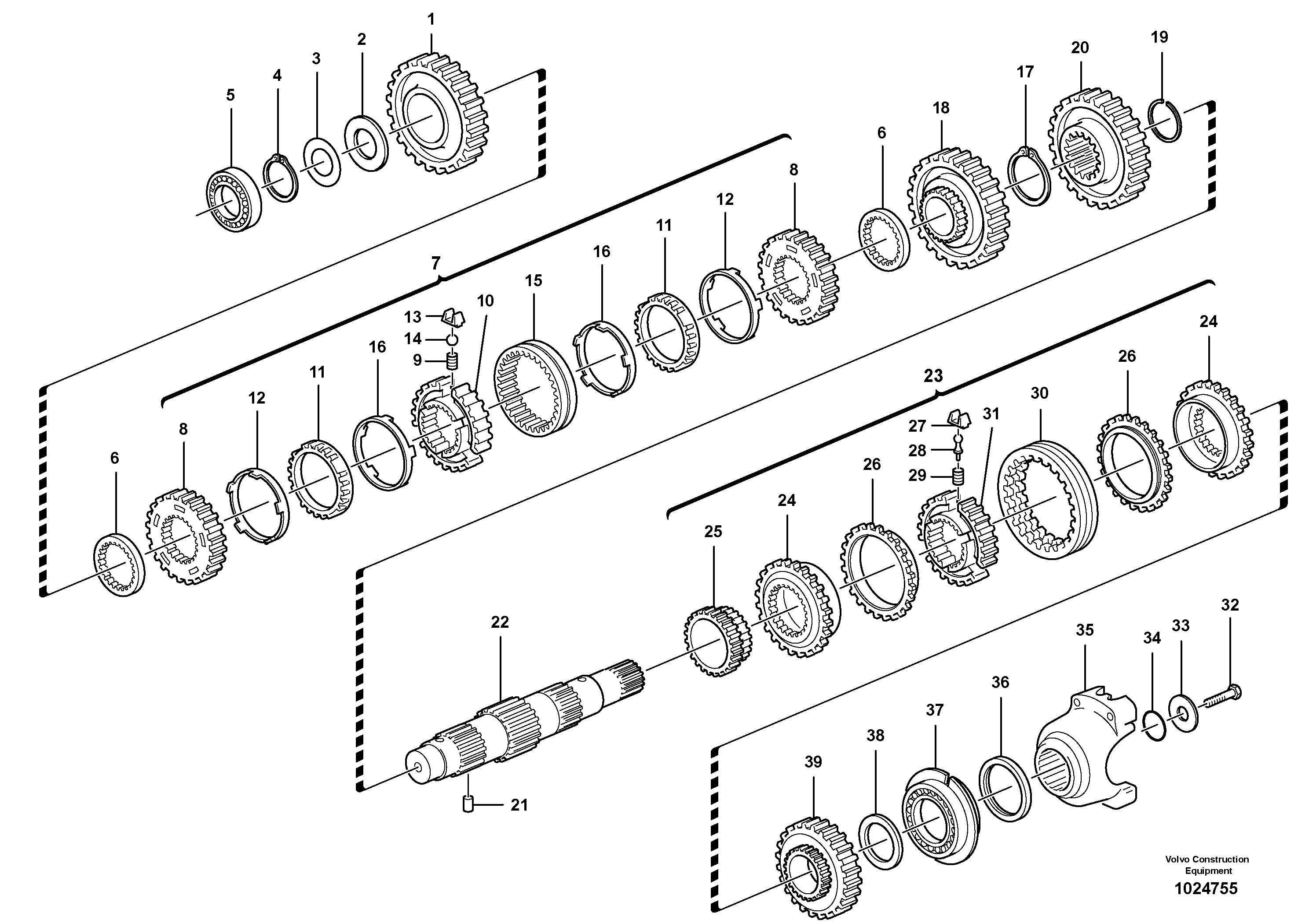 Схема запчастей Volvo BL70 - 37263 Secondary shaft BL70