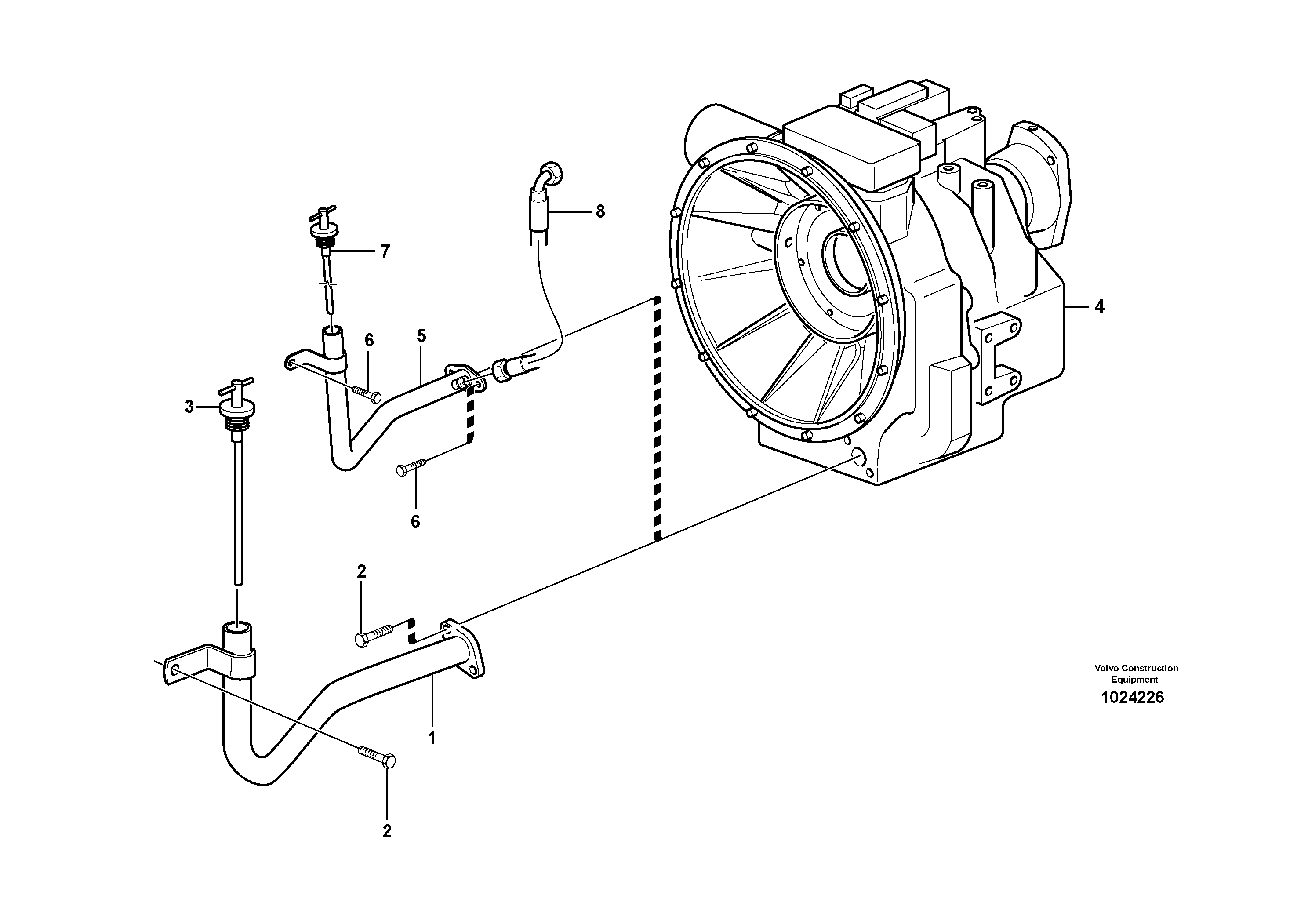 Схема запчастей Volvo BL70 - 41121 Oil filler and dipstick BL70