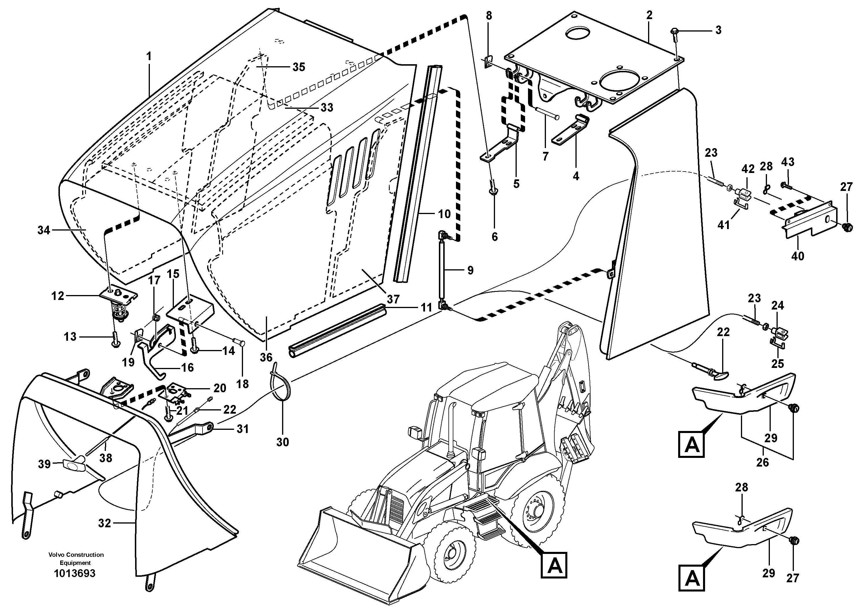 Схема запчастей Volvo BL70 - 39685 Engine hood BL70