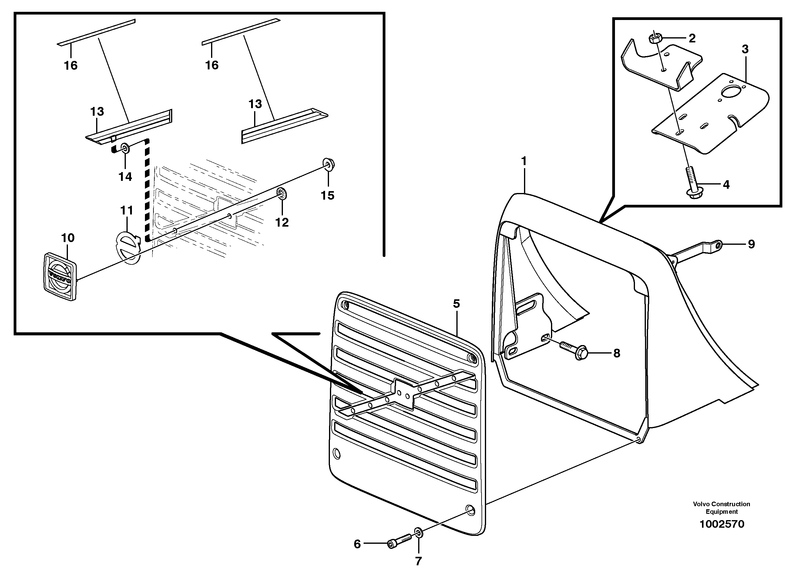 Схема запчастей Volvo BL70 - 39686 Radiator casing BL70