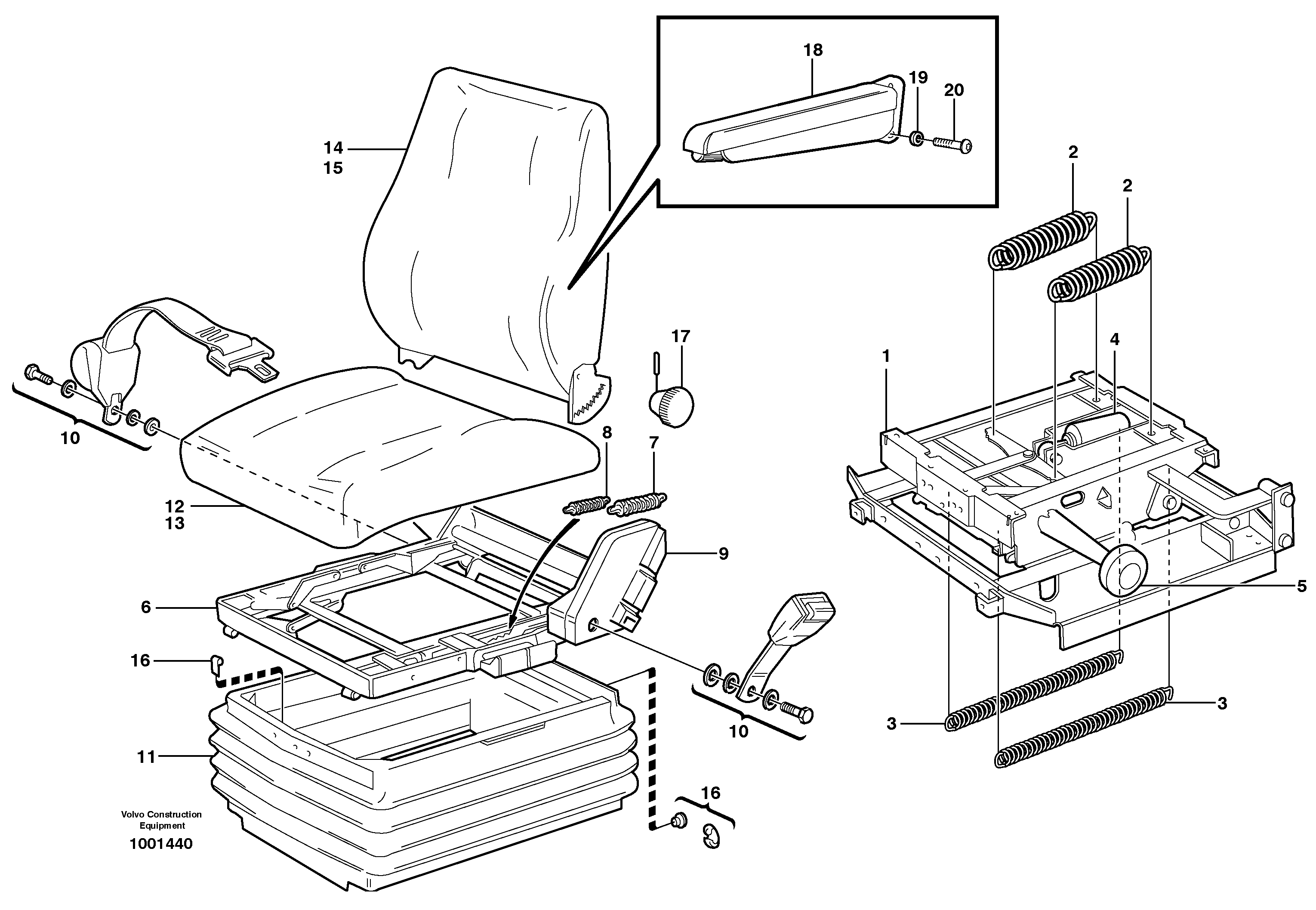 Схема запчастей Volvo BL70 - 39699 Operators seat BL70