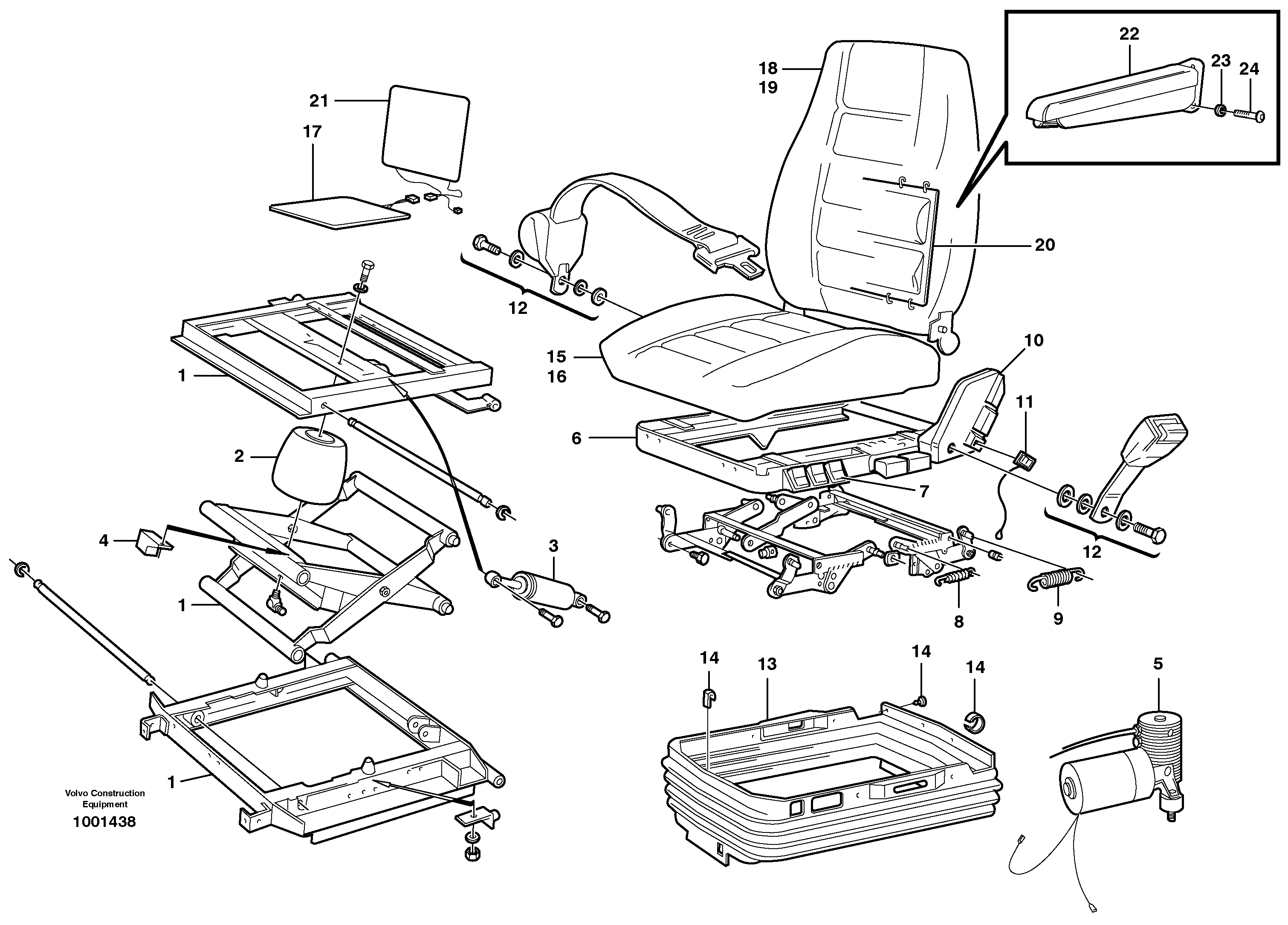 Схема запчастей Volvo BL70 - 63221 Operators seat, heated, air suspensioned BL70