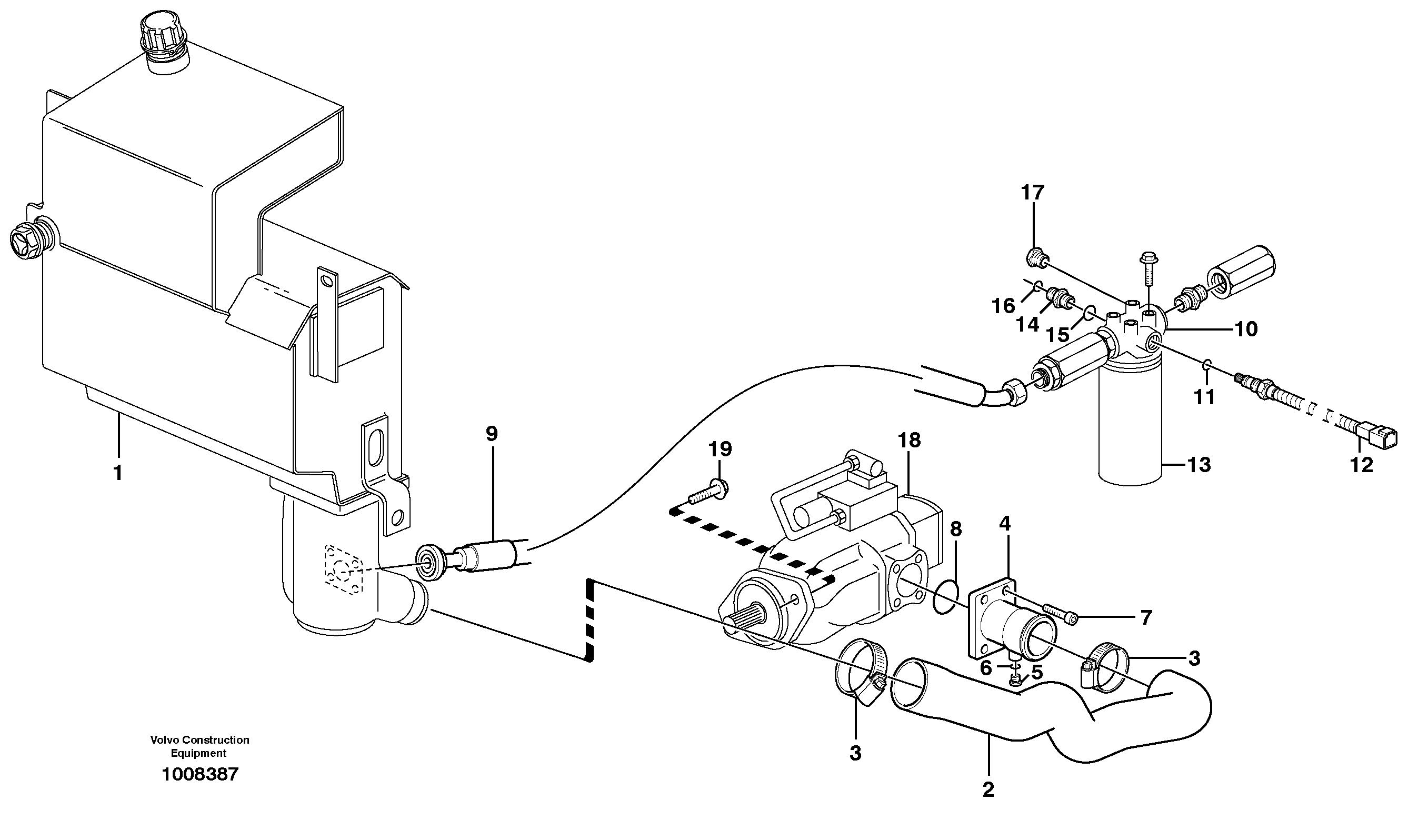 Схема запчастей Volvo BL70 - 105794 Hydraulic system, suction line, filter BL70