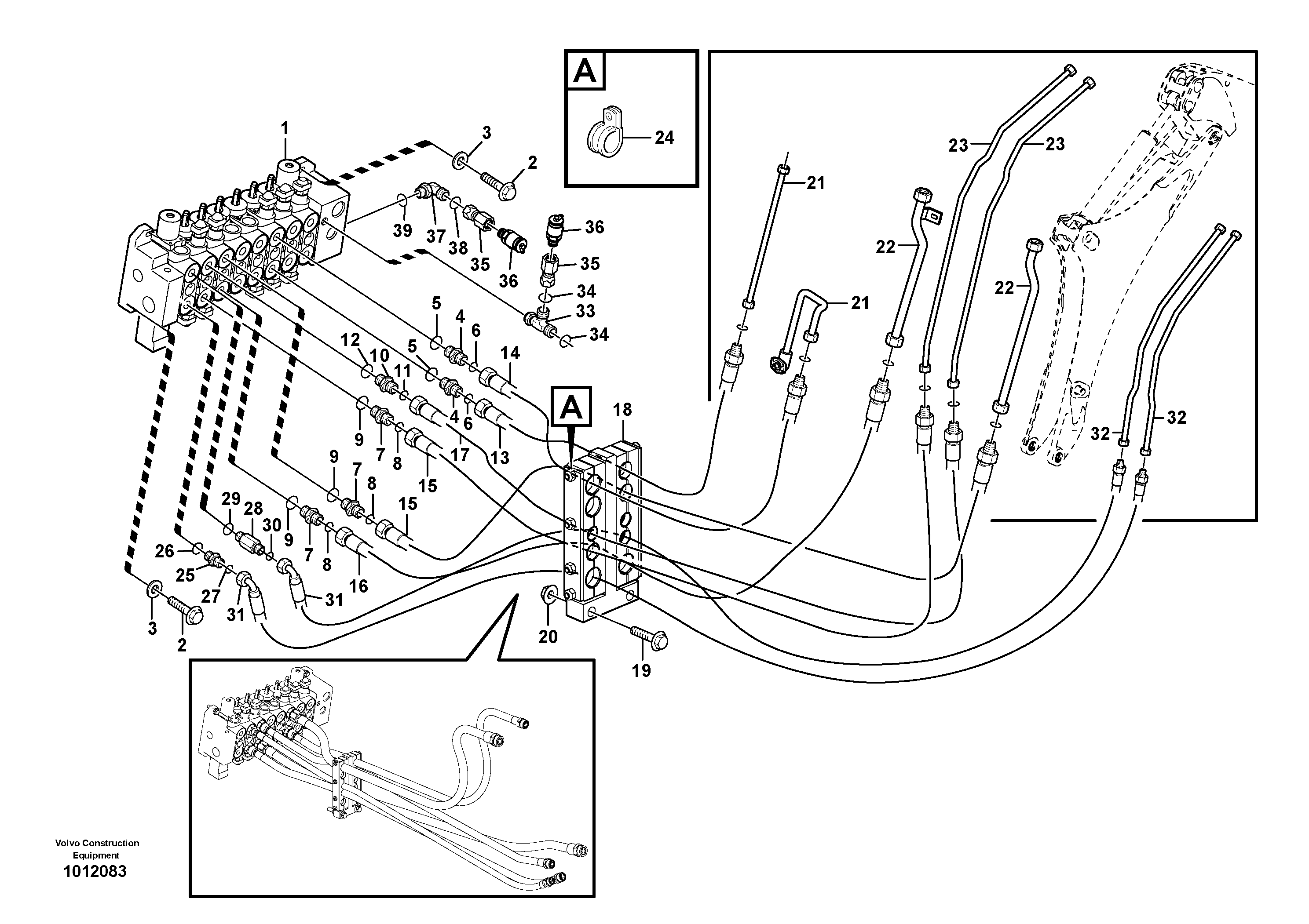 Схема запчастей Volvo BL70 - 32162 Hydraulic system, excavator BL70