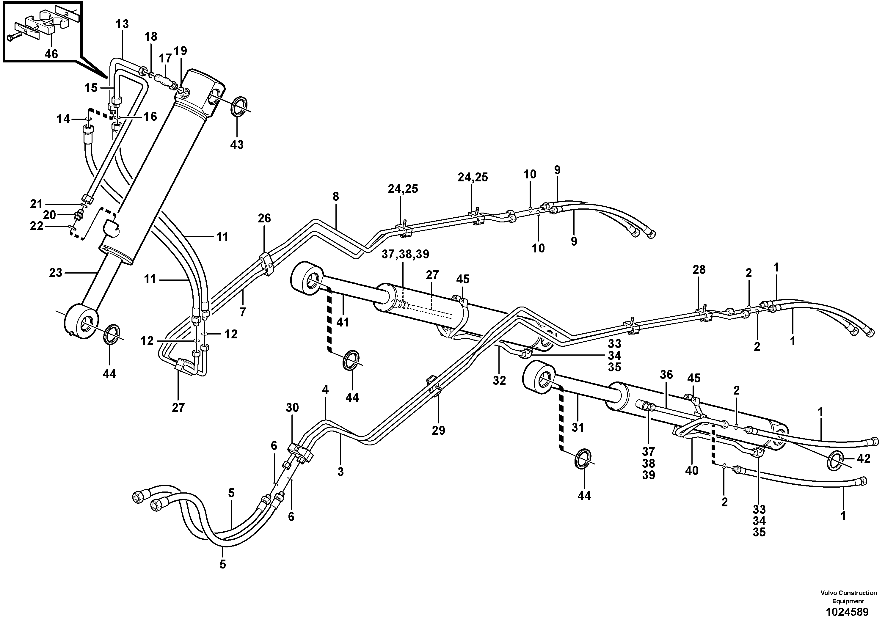 Схема запчастей Volvo BL70 - 32164 Hydraulic system, loader BL70