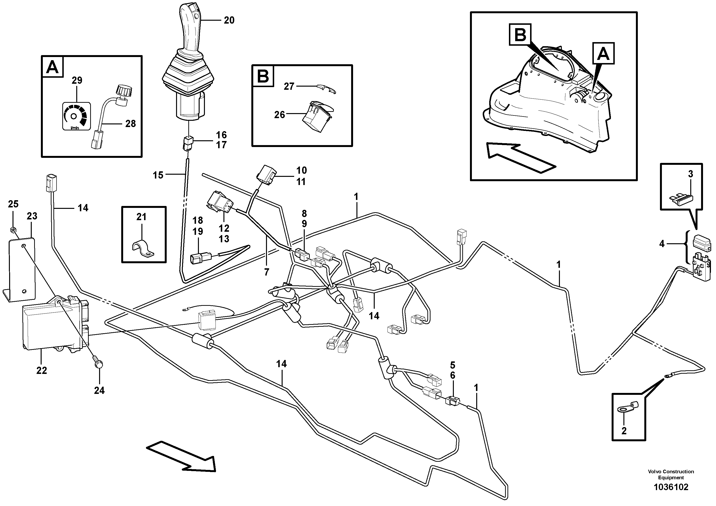 Схема запчастей Volvo BL71 - 51147 Cable harness, Pilot Excavator Controls BL71