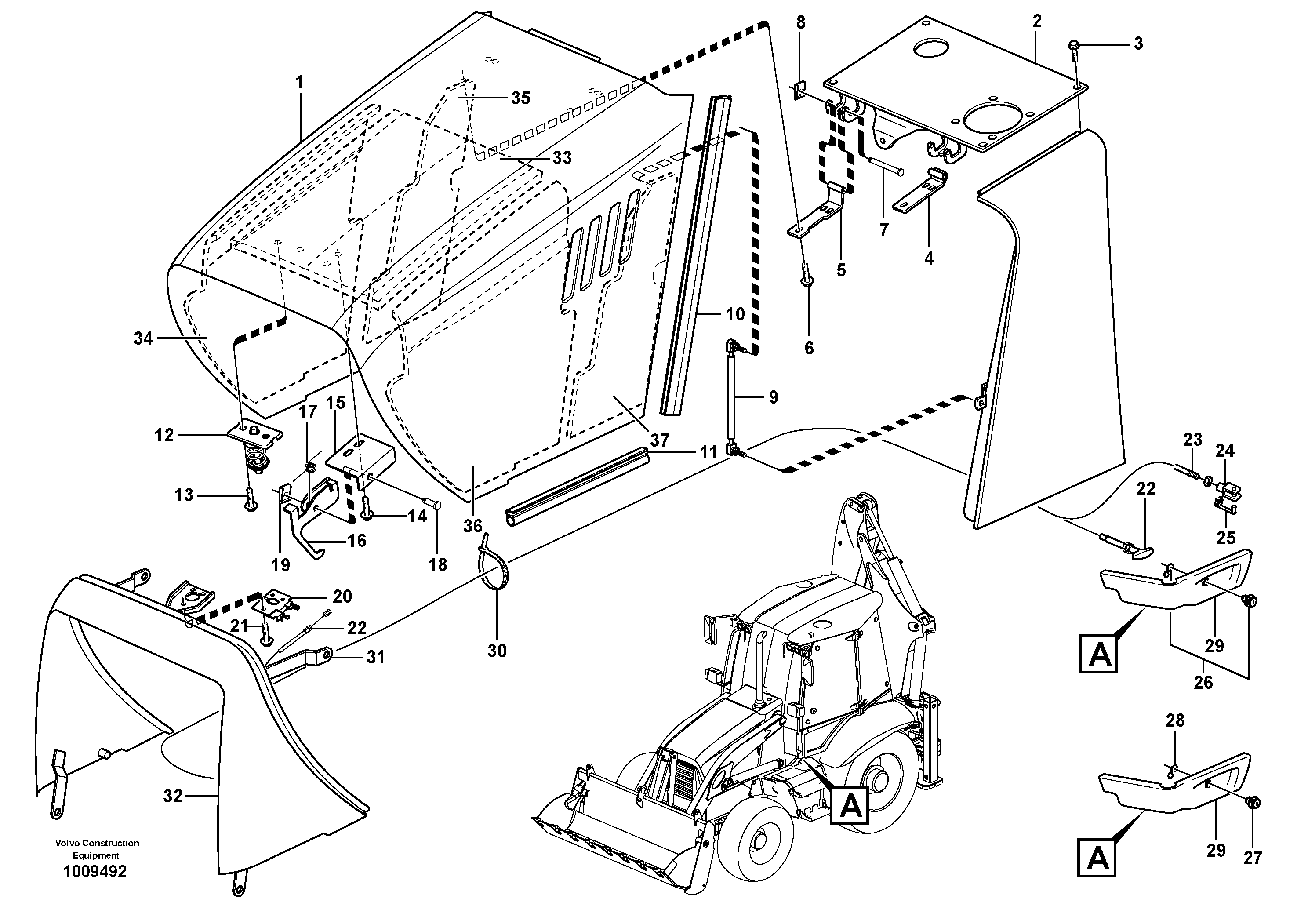 Схема запчастей Volvo BL71 - 3893 Engine hood BL71