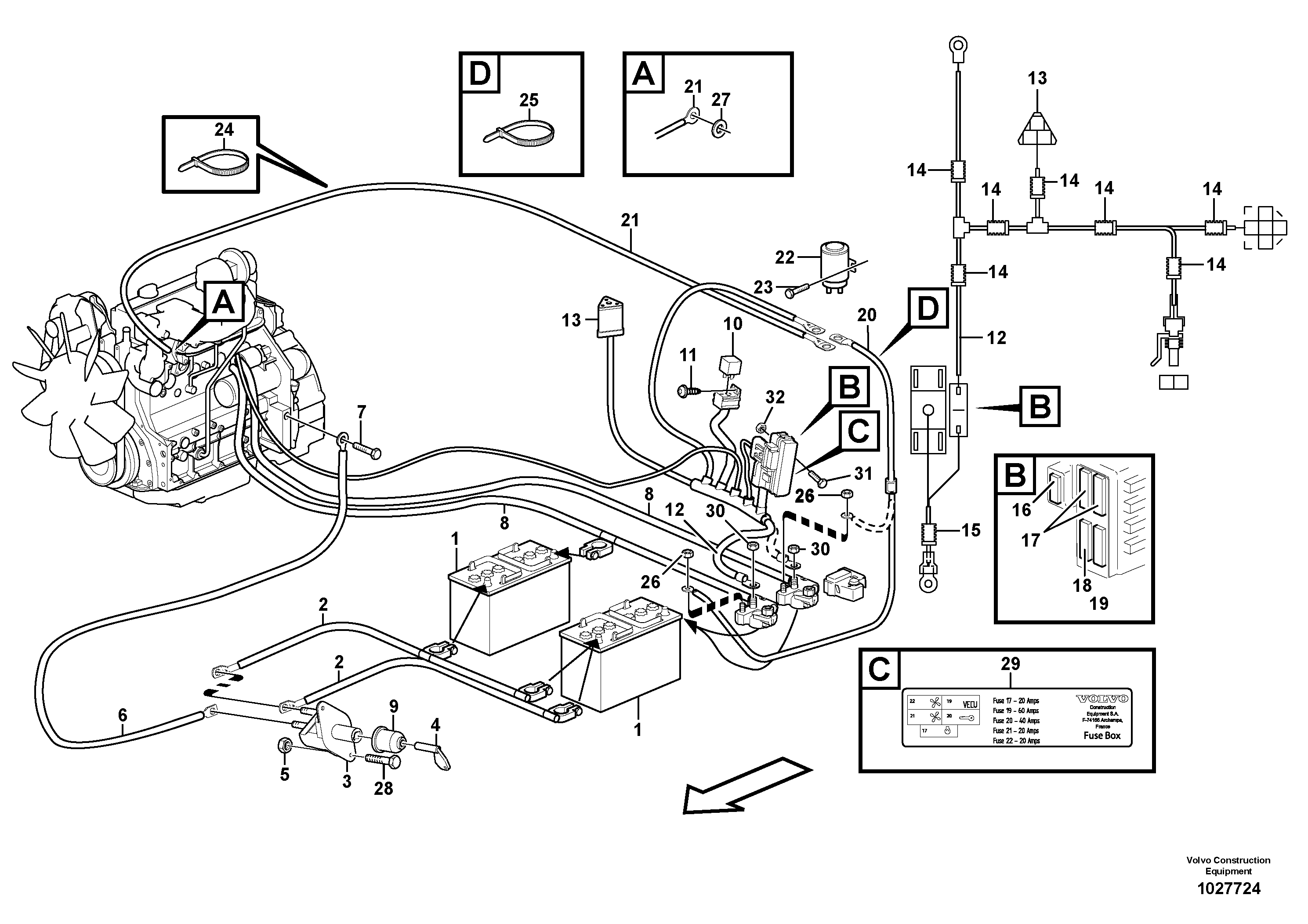 Схема запчастей Volvo BL71 - 97359 Battery cable and main switch BL71PLUS