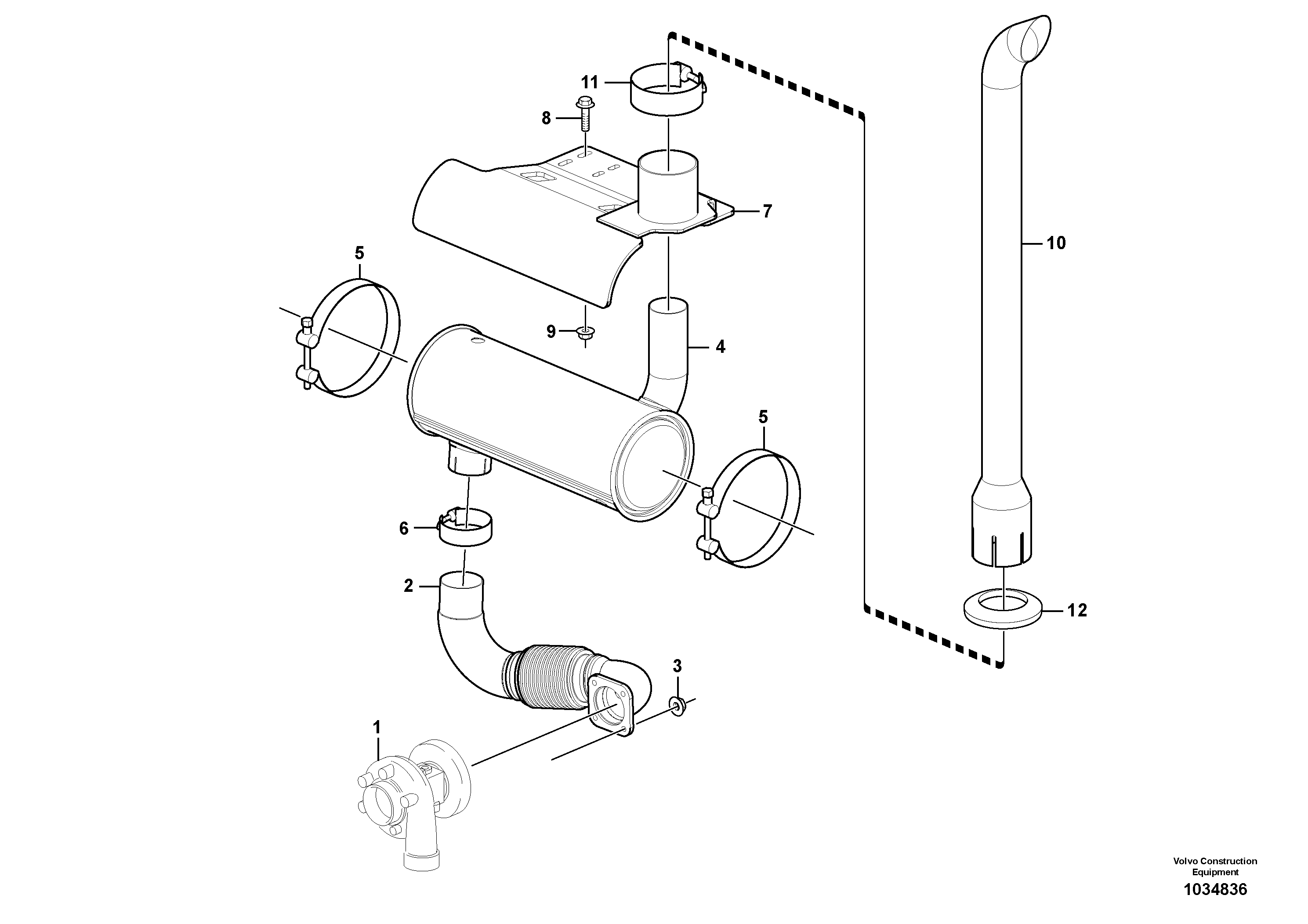 Схема запчастей Volvo BL71 - 64754 Exhaust system, silencer BL71PLUS S/N 10495 -