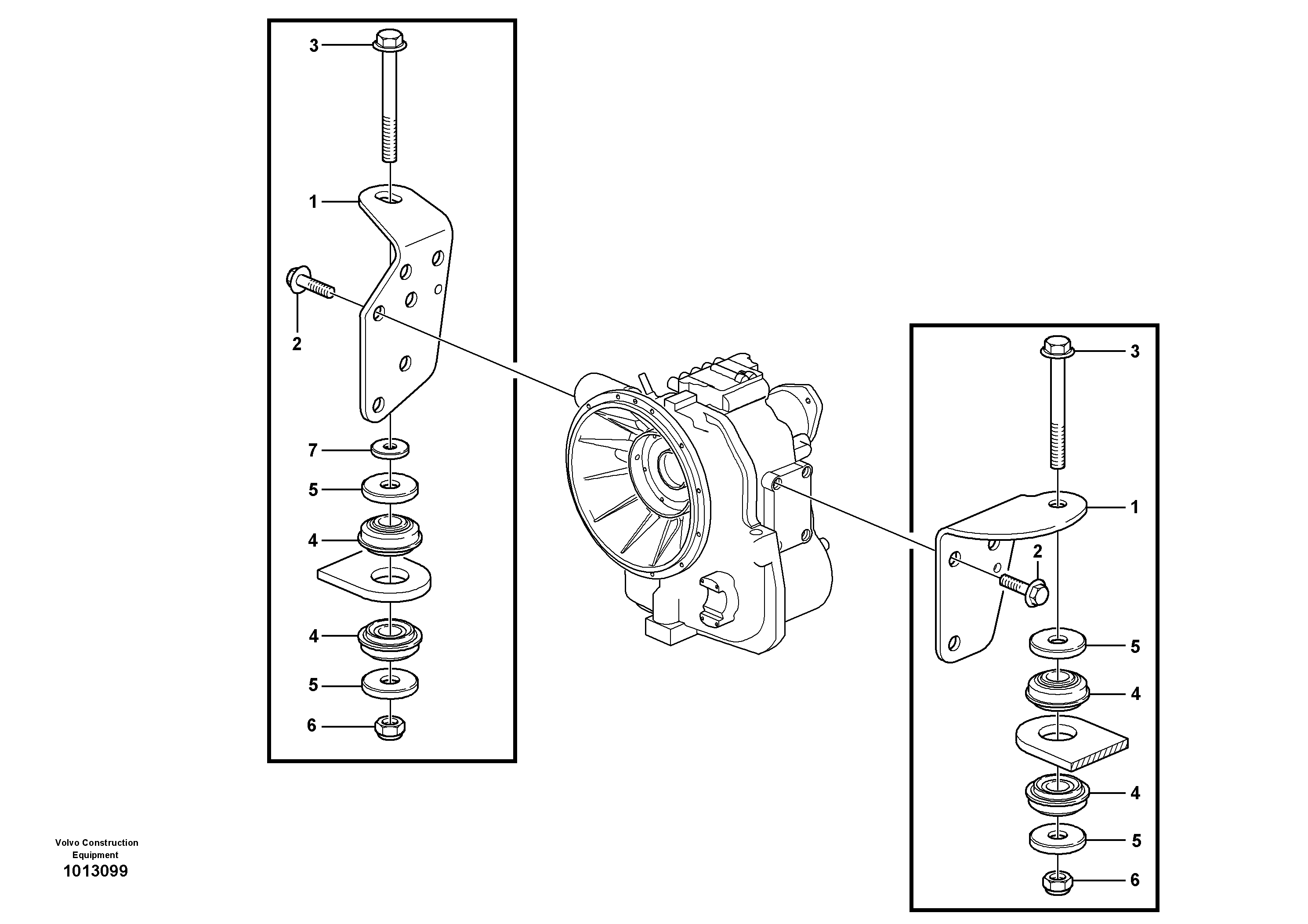 Схема запчастей Volvo BL71 - 20282 Gear box housing with fitting parts BL71PLUS