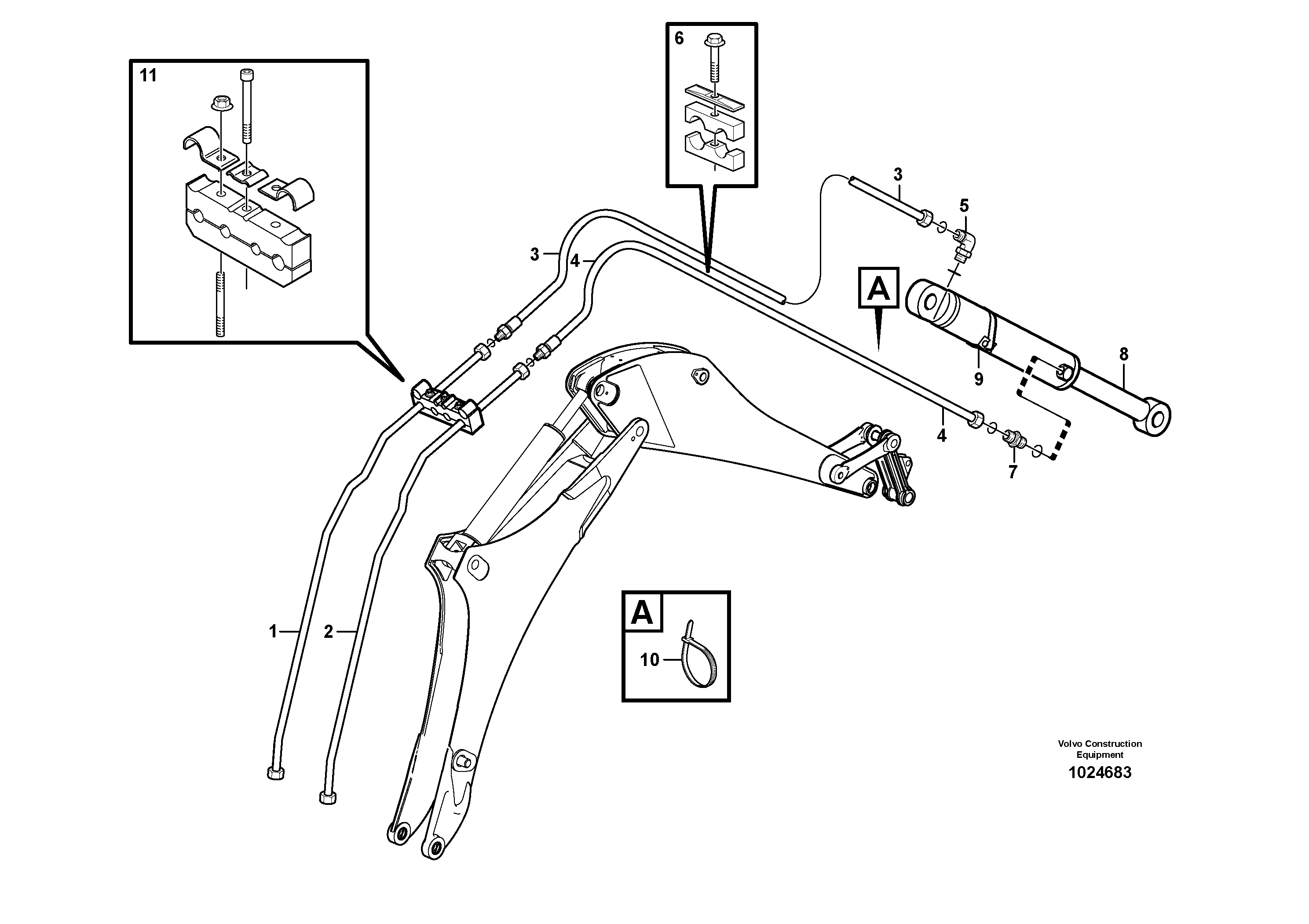 Схема запчастей Volvo BL71 - 3075 Hydraulic system, bucket BL71