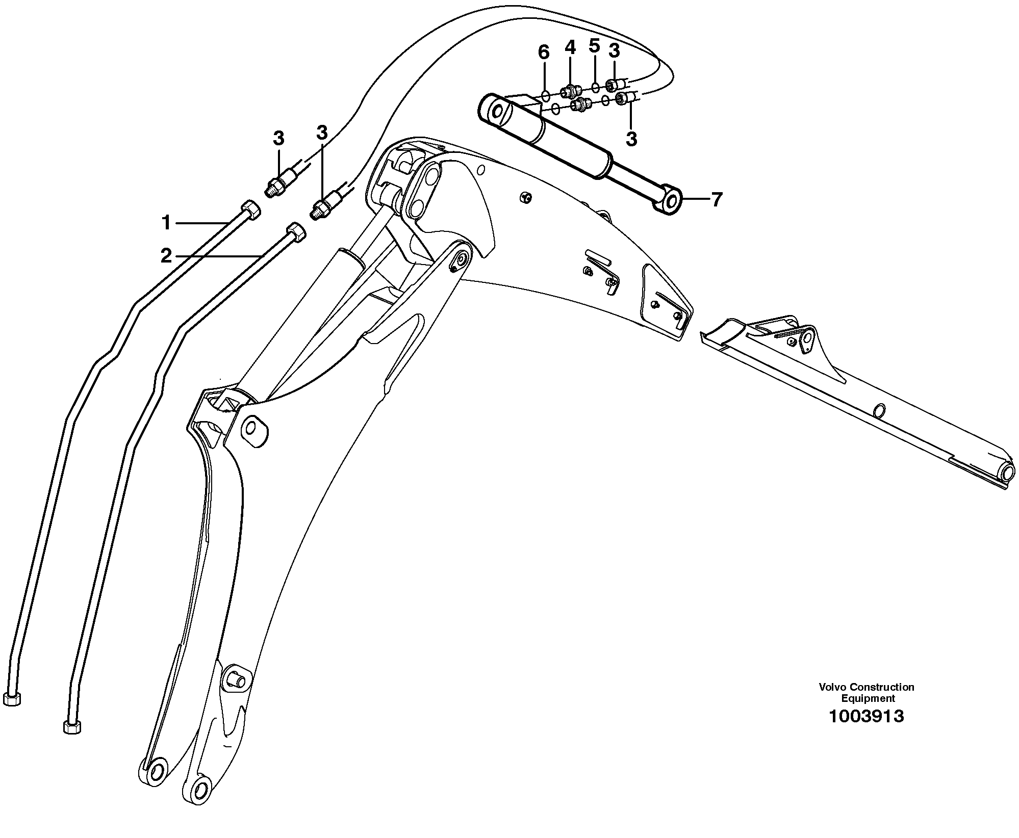 Схема запчастей Volvo BL71 - 3076 Hydraulic system extendible dipper arm BL71