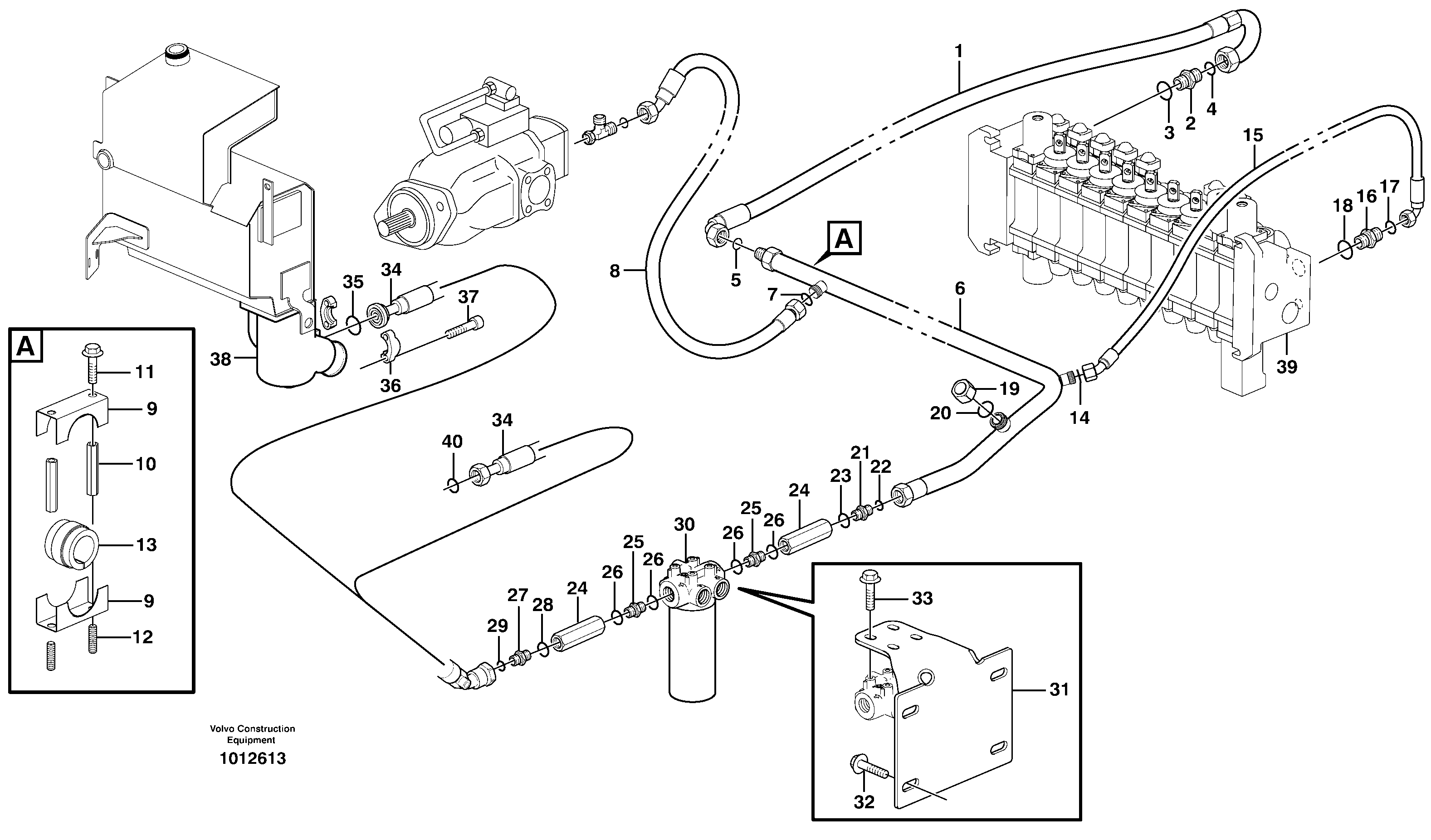 Схема запчастей Volvo BL71 - 3643 Hydraulic system, return line BL71