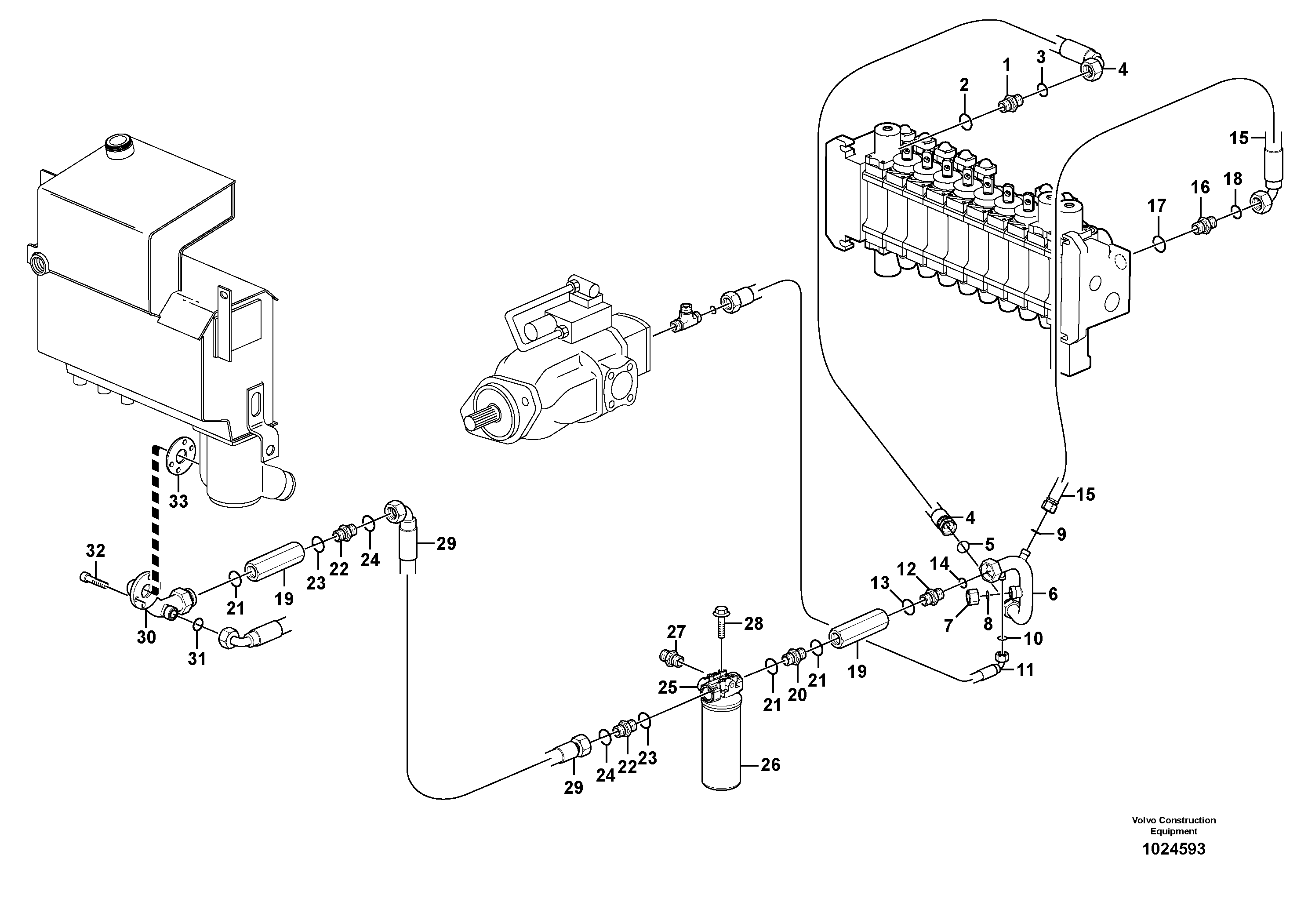 Схема запчастей Volvo BL71 - 3644 Hydraulic system, return line BL71