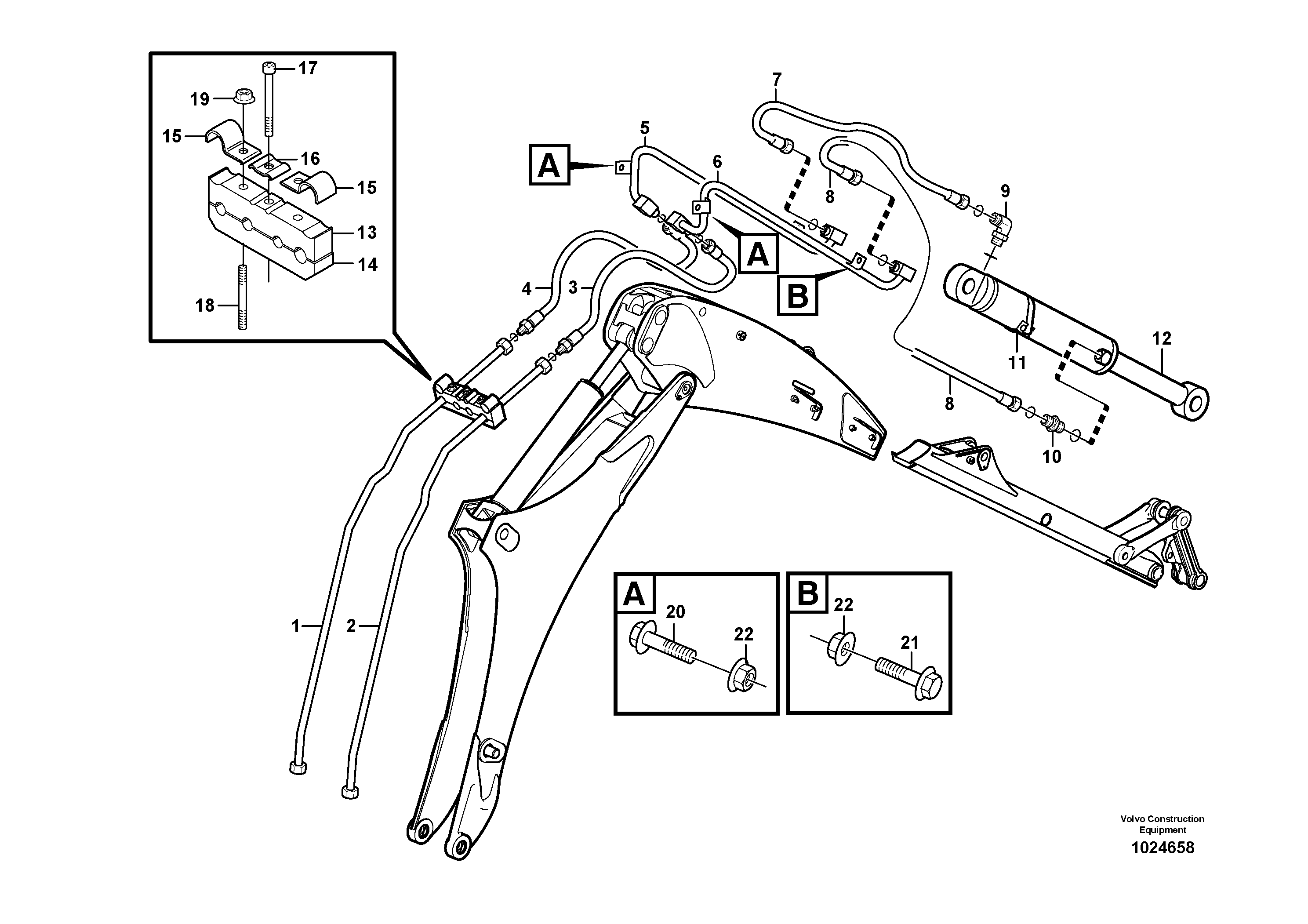 Схема запчастей Volvo BL71 - 86712 Hydraulic system, bucket BL71