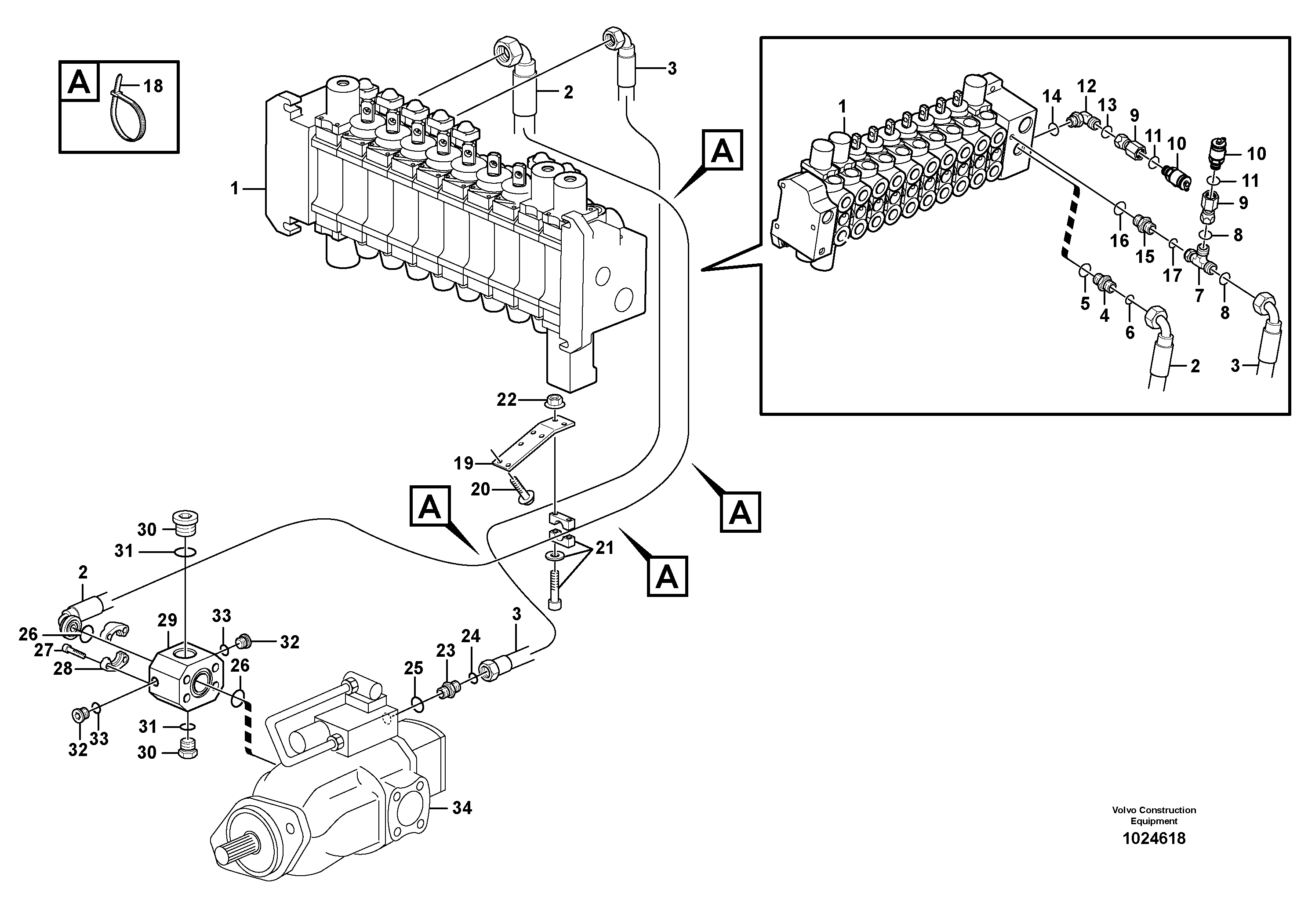 Схема запчастей Volvo BL71 - 87228 Hydraulic system, feed line BL71