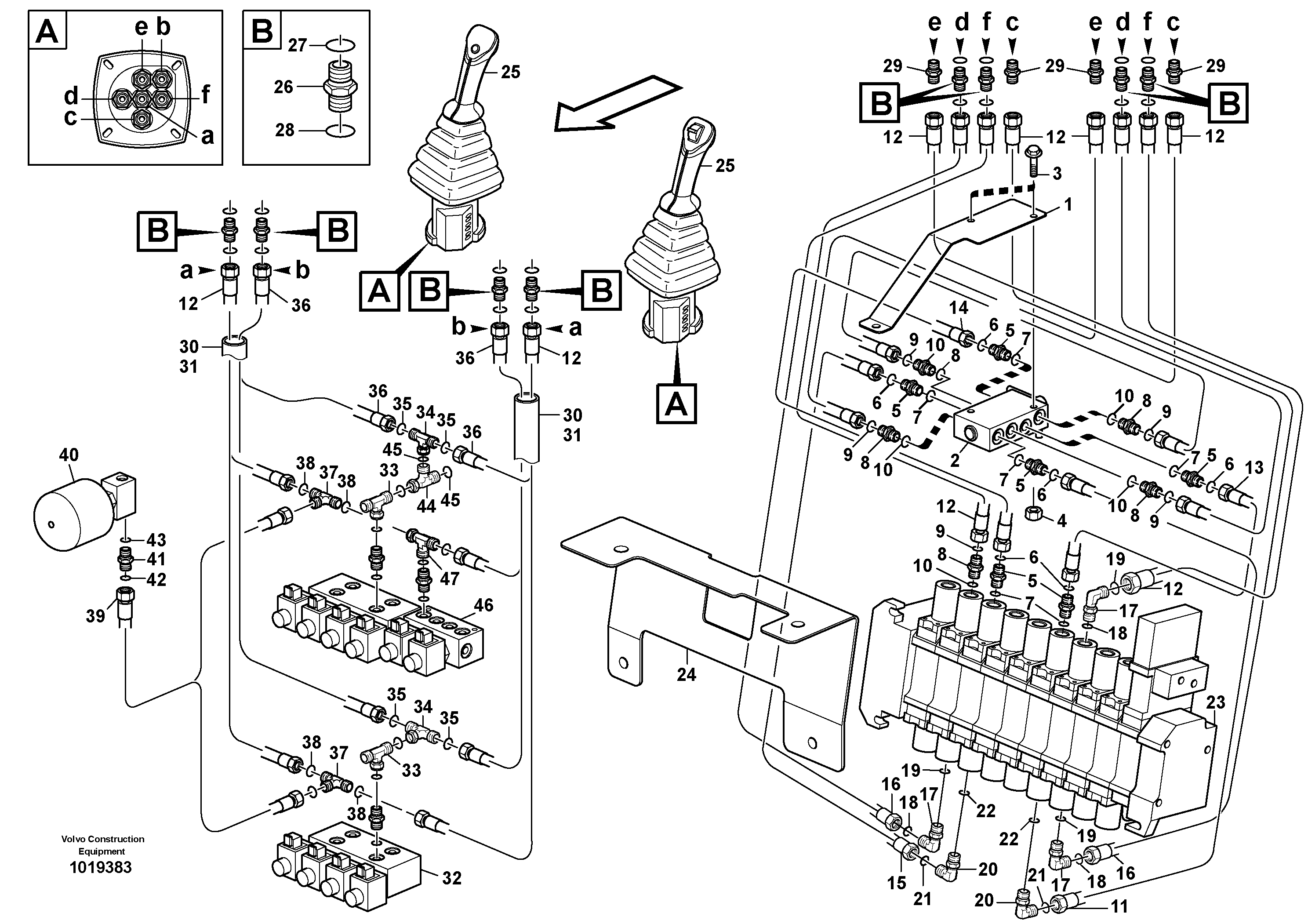 Схема запчастей Volvo BL71 - 106806 Excavator Controls SAE/ISO BL71