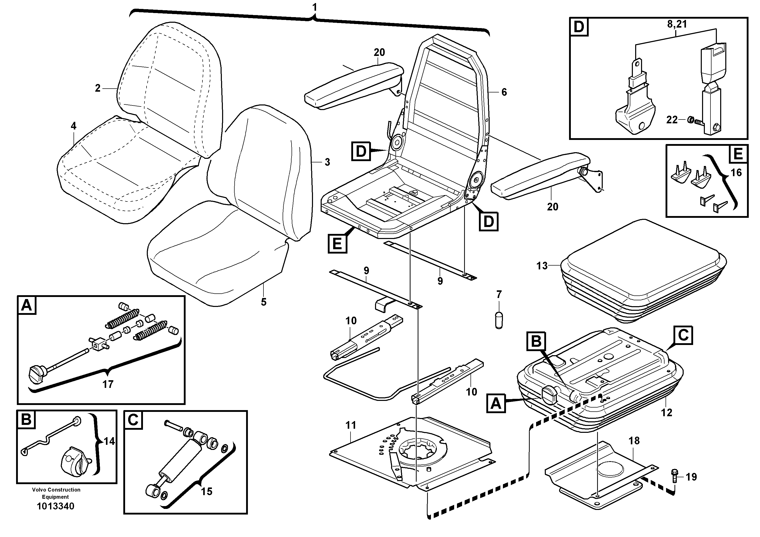 Схема запчастей Volvo BL71 - 1412 Operator seat with fitting parts BL71PLUS