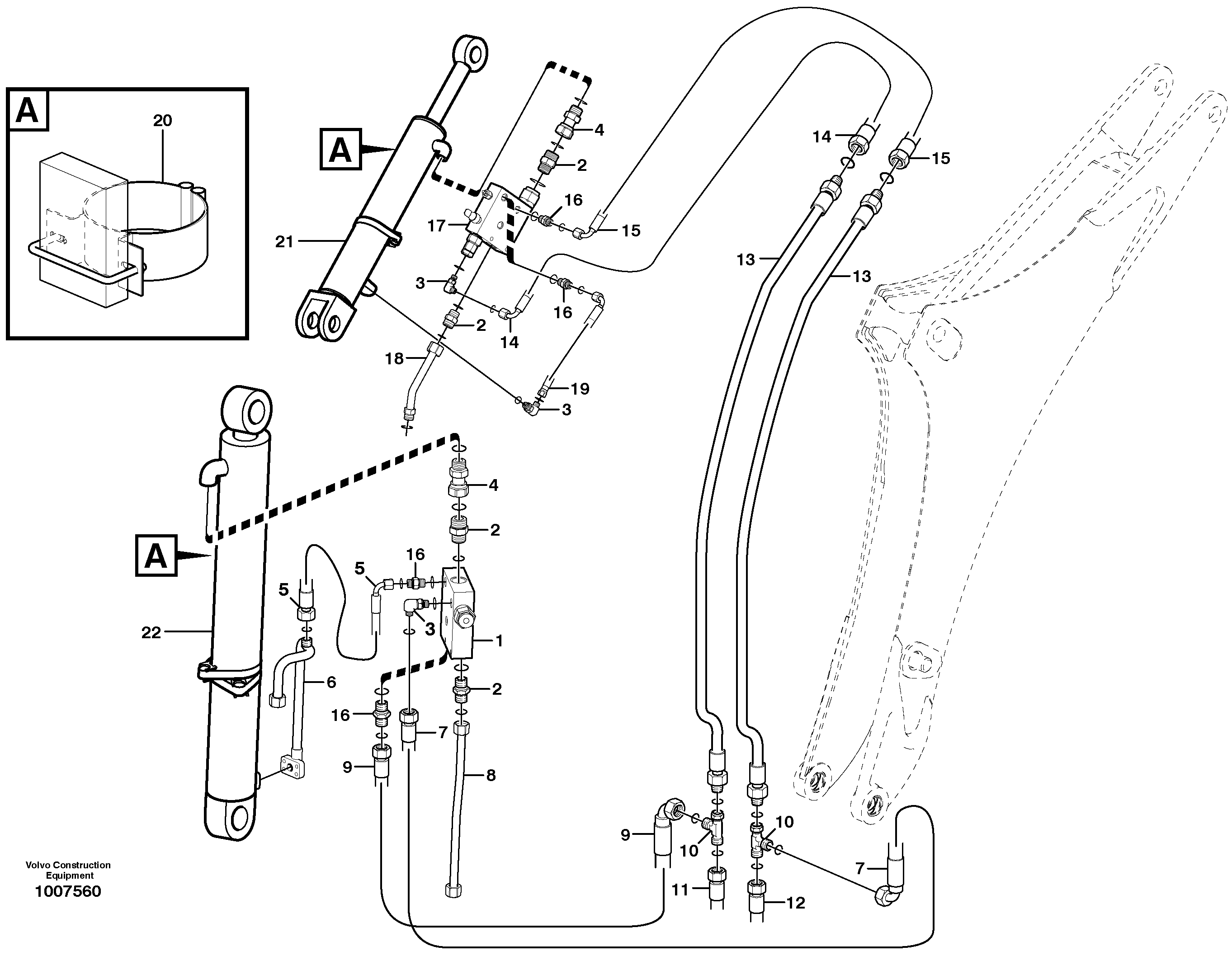 Схема запчастей Volvo BL71 - 32156 Safety valve boom and dipper arm cylinder BL71