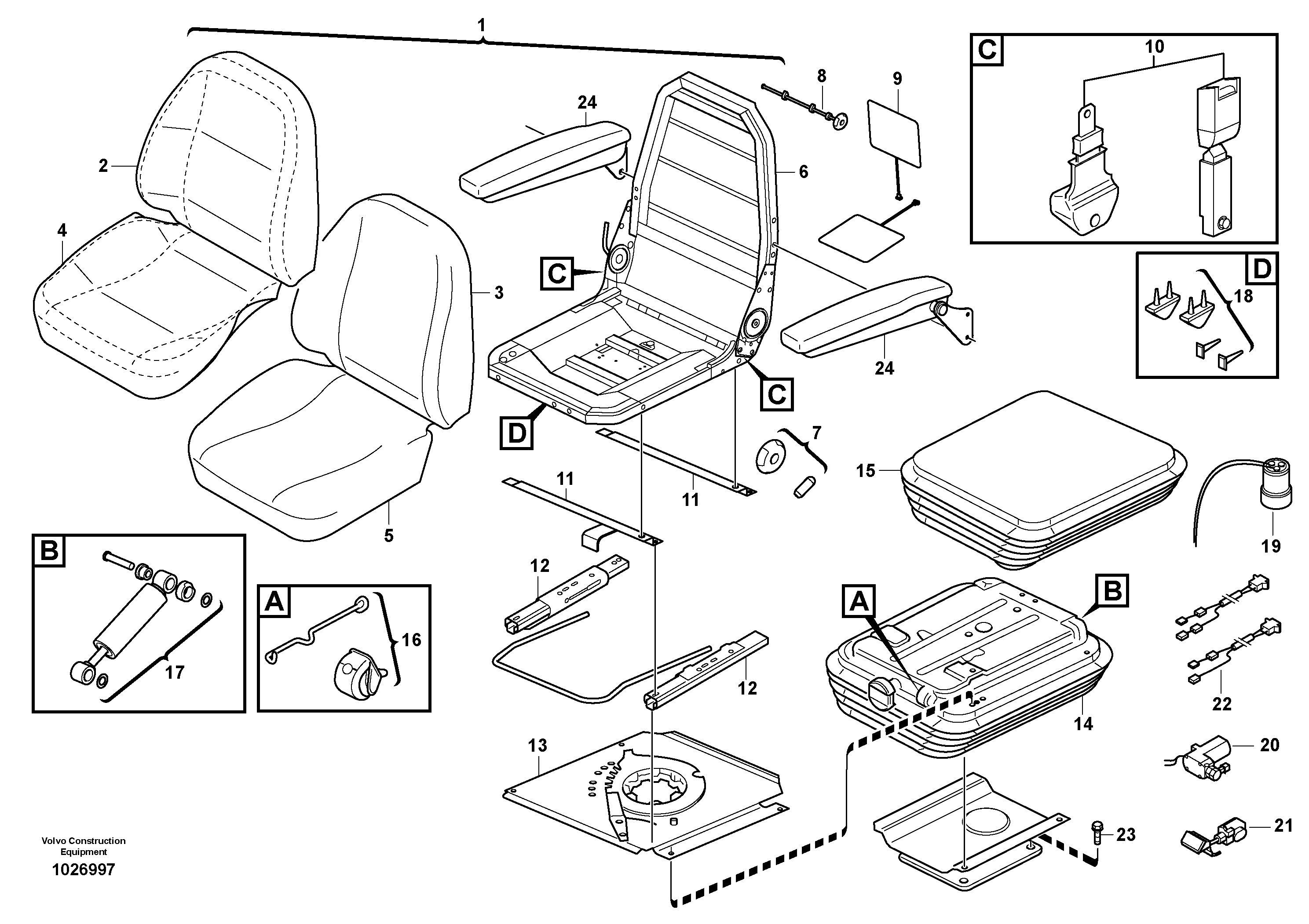 Схема запчастей Volvo BL71 - 1413 Operators seat BL71PLUS