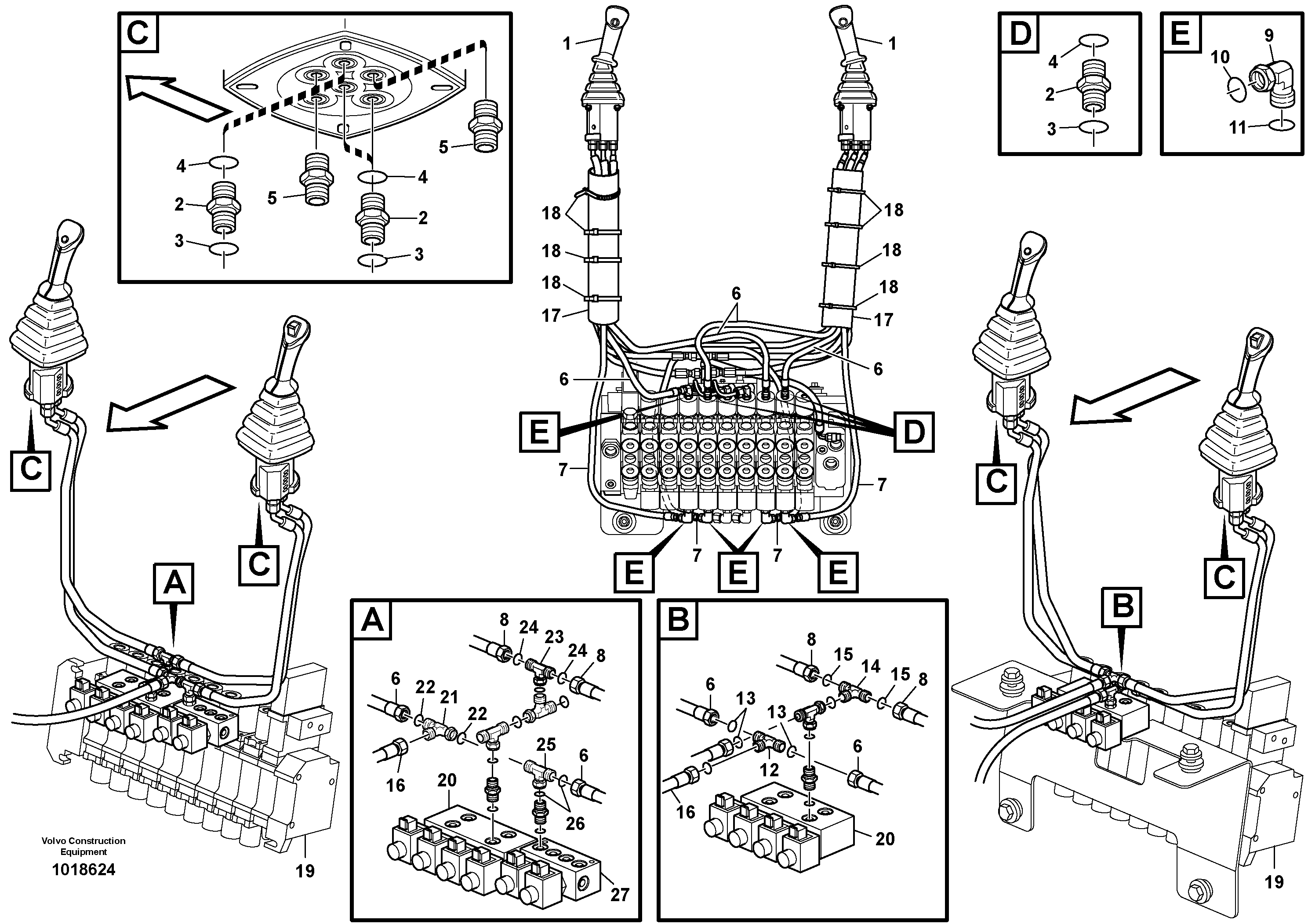 Схема запчастей Volvo BL71 - 60683 Excavator Controls ISO BL71