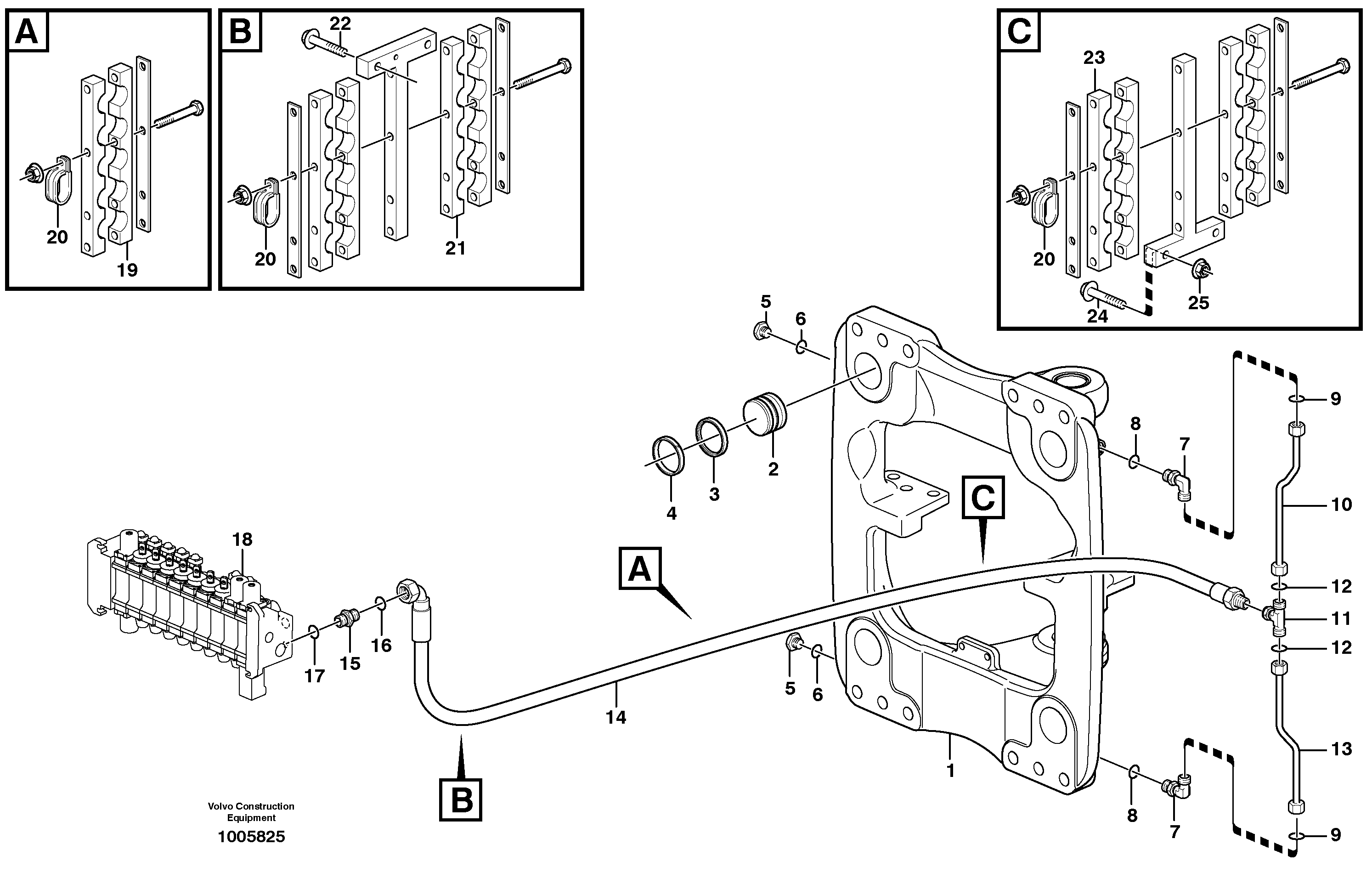 Схема запчастей Volvo BL71 - 37453 Hydraulic system, sideshift BL71