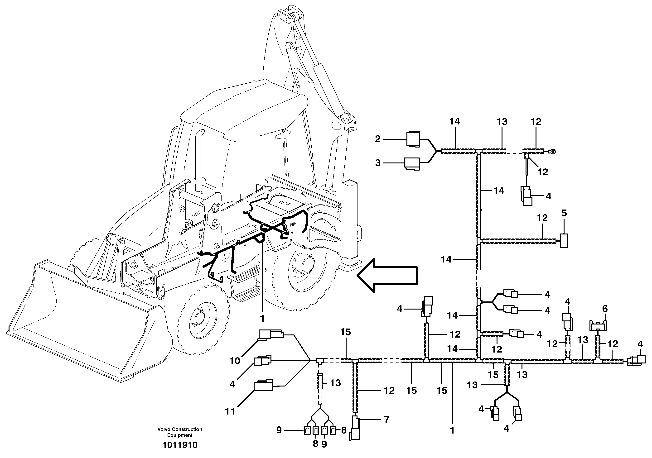 Схема запчастей Volvo BL71 - 1557 Cable harness rear valve block BL71