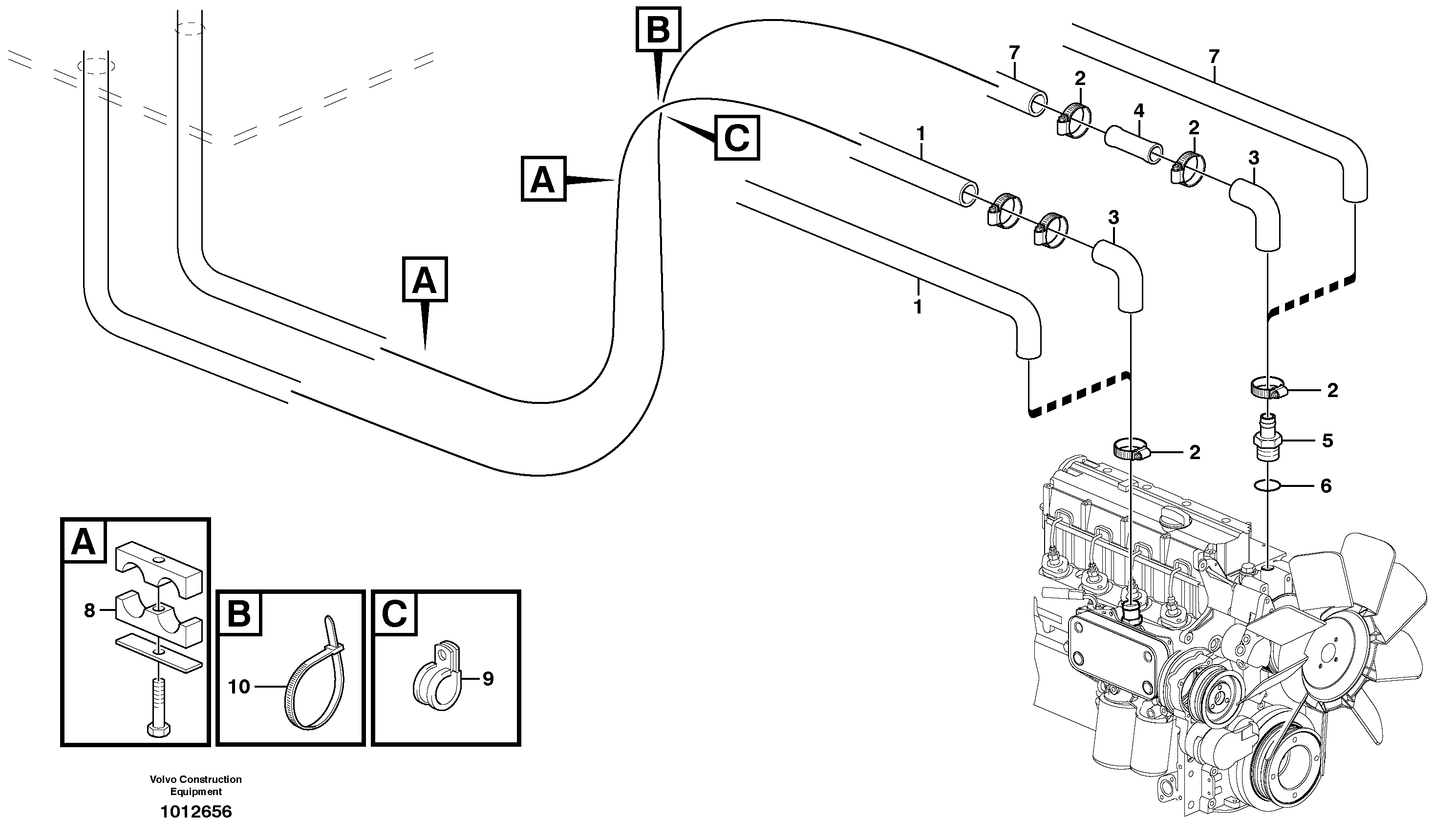 Схема запчастей Volvo BL60 - 45637 Cab heater with connectors BL60