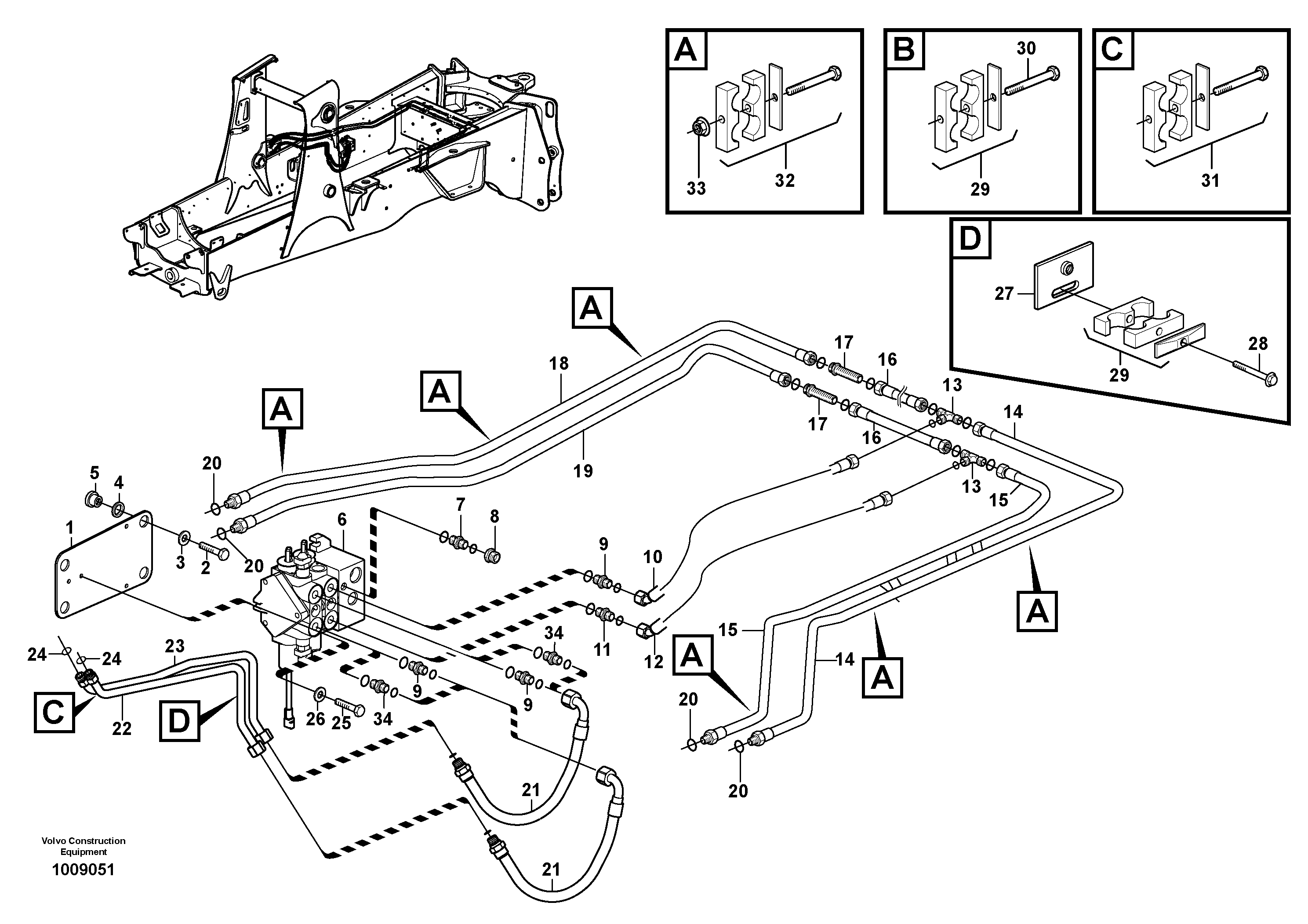 Схема запчастей Volvo BL60 - 3331 Hydraulics loader (lift & tilt) BL60