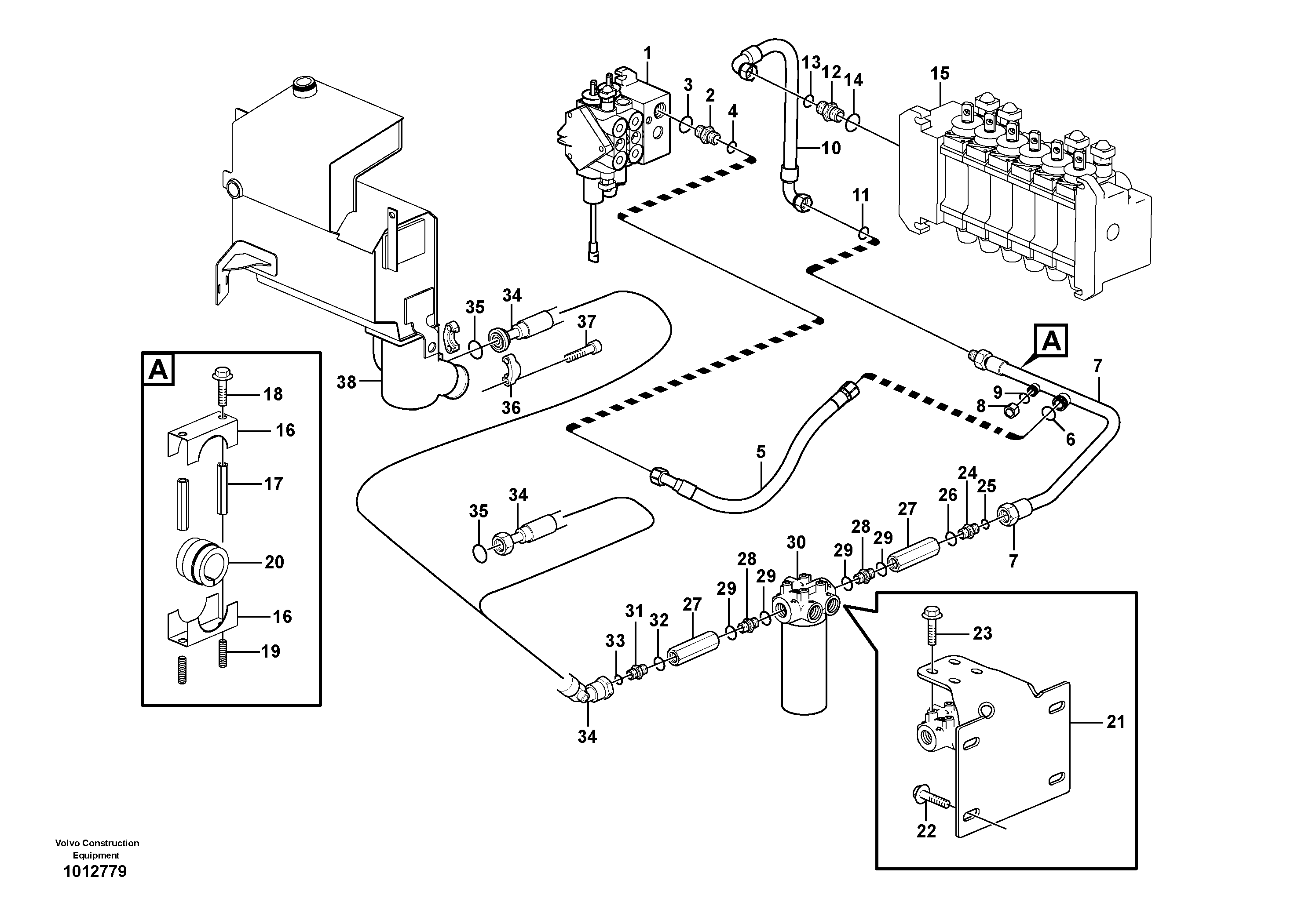 Схема запчастей Volvo BL60 - 43057 Hydraulic system, return line BL60