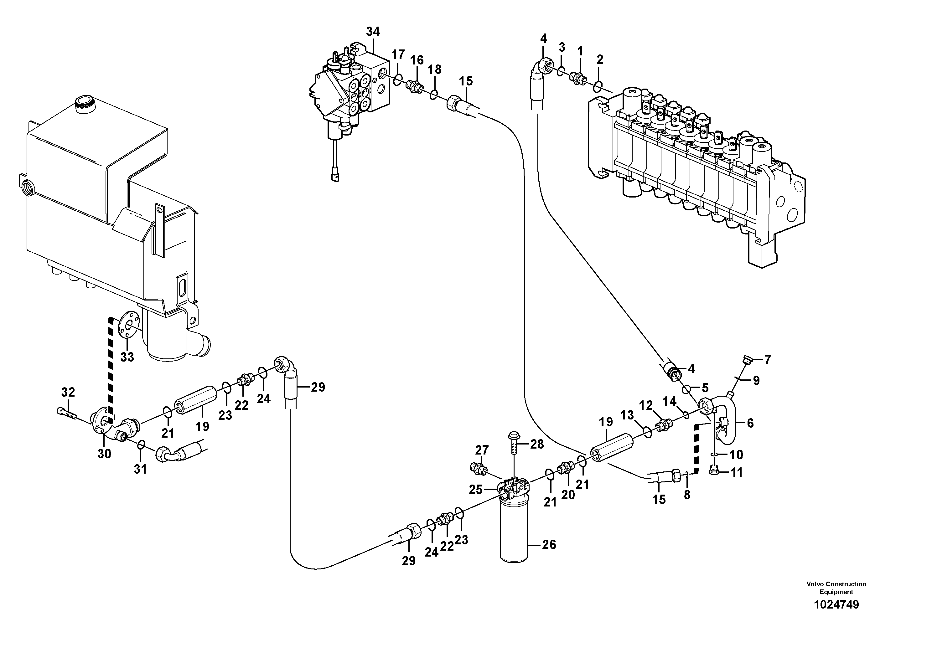 Схема запчастей Volvo BL60 - 43058 Hydraulic system, return line BL60