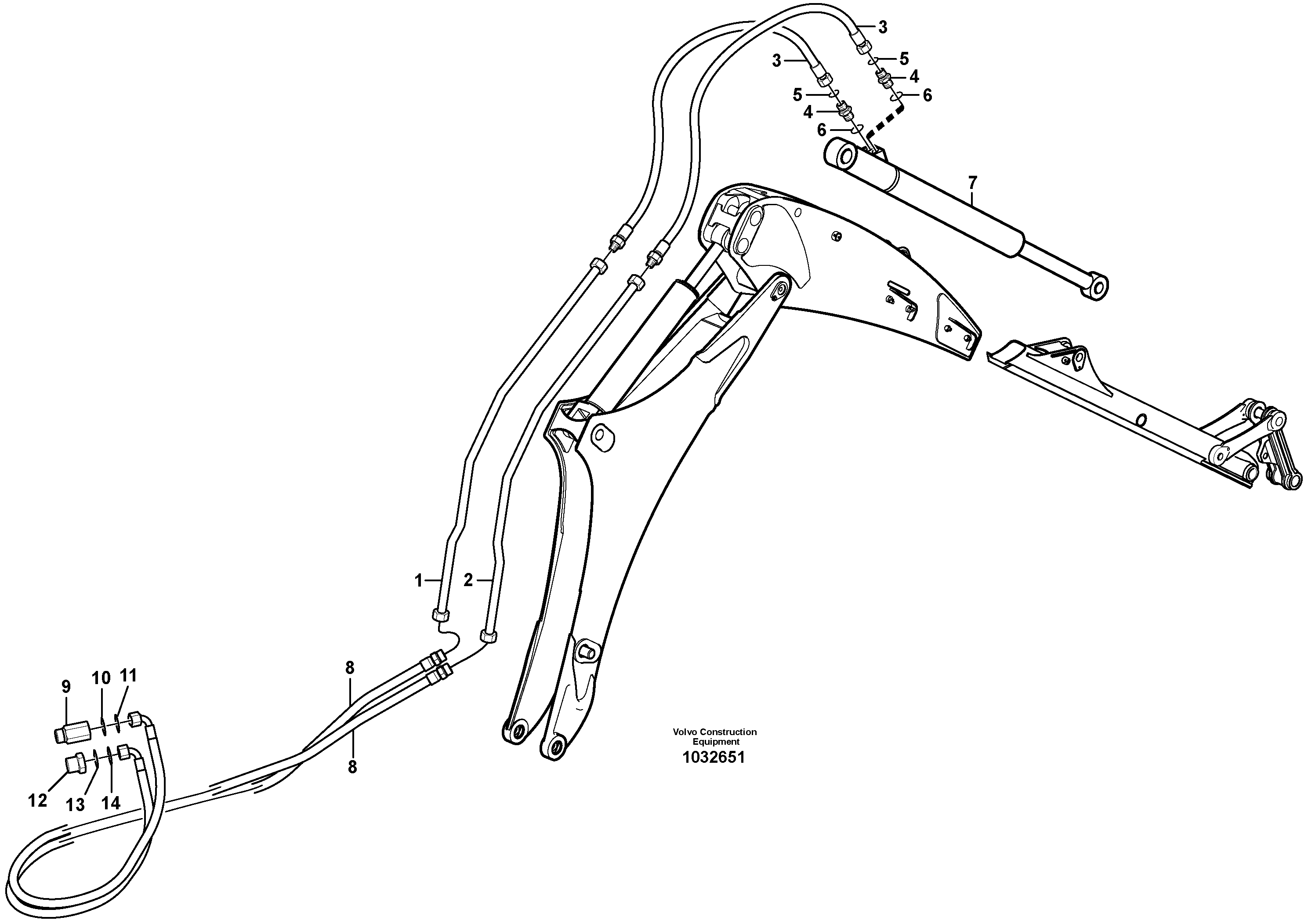 Схема запчастей Volvo BL60 - 49504 Hydraulic system extendible dipper arm BL60