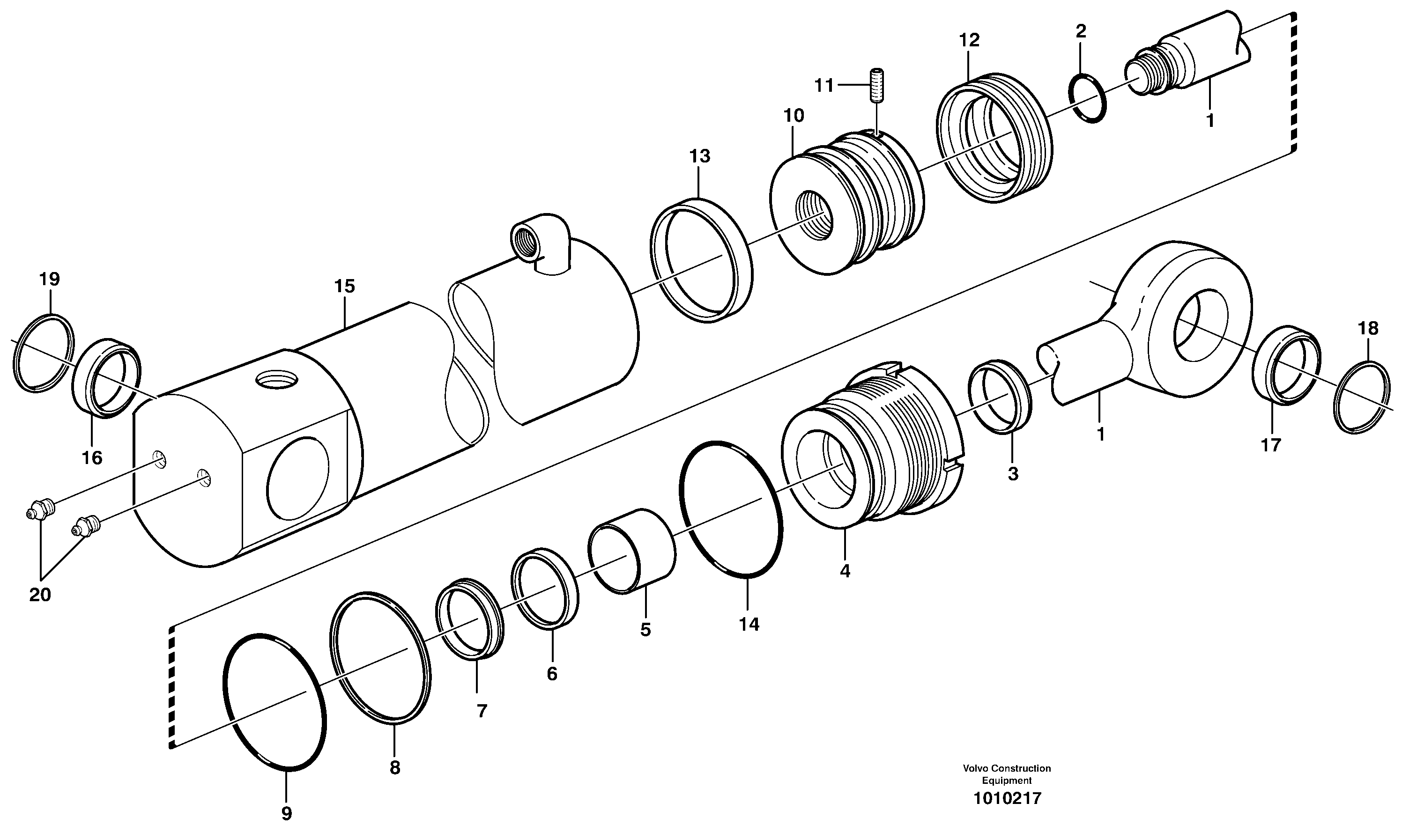 Схема запчастей Volvo BL60 - 46241 Гидроцилиндр BL60