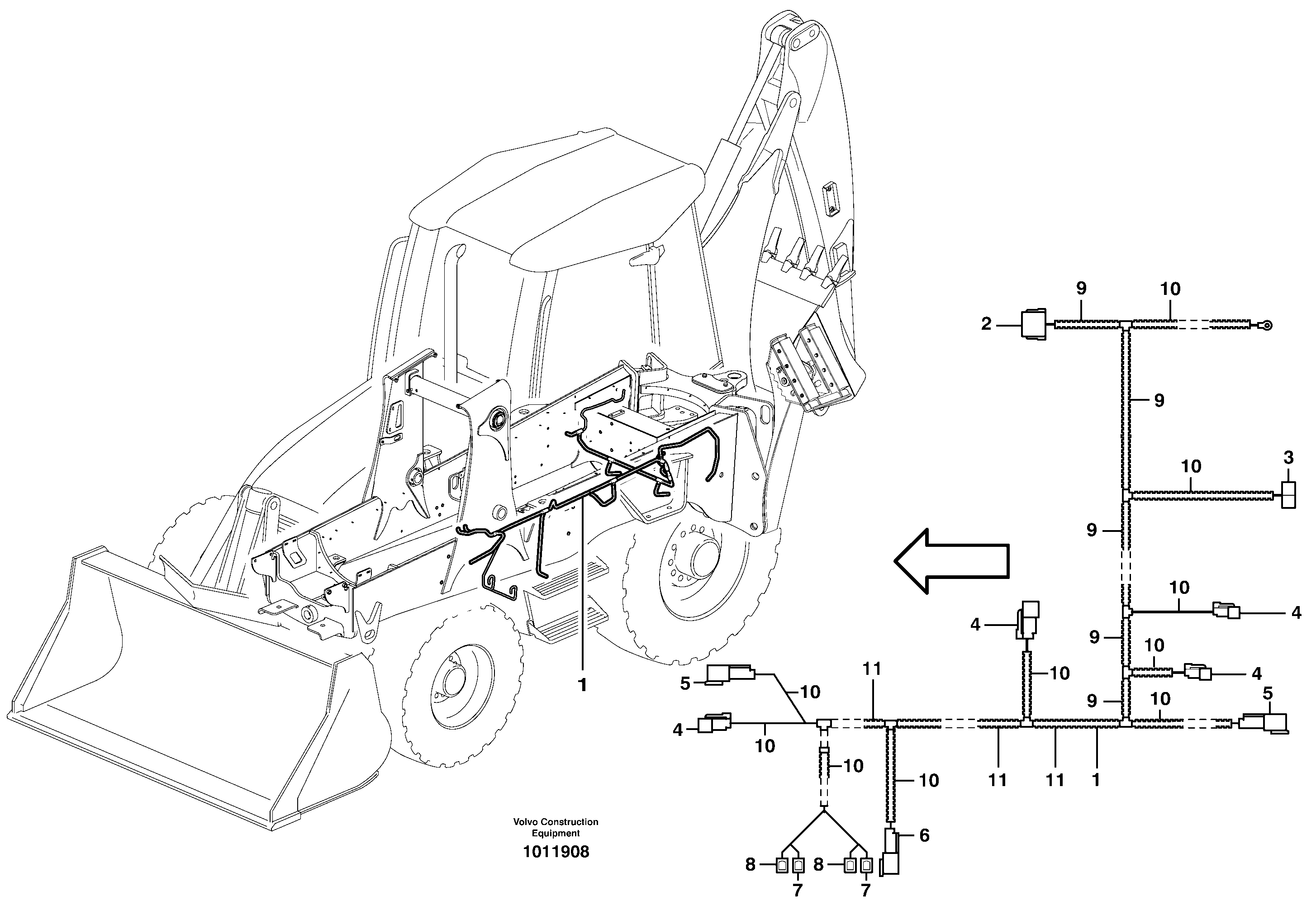 Схема запчастей Volvo BL60 - 5163 Cable harness rear valve block BL60