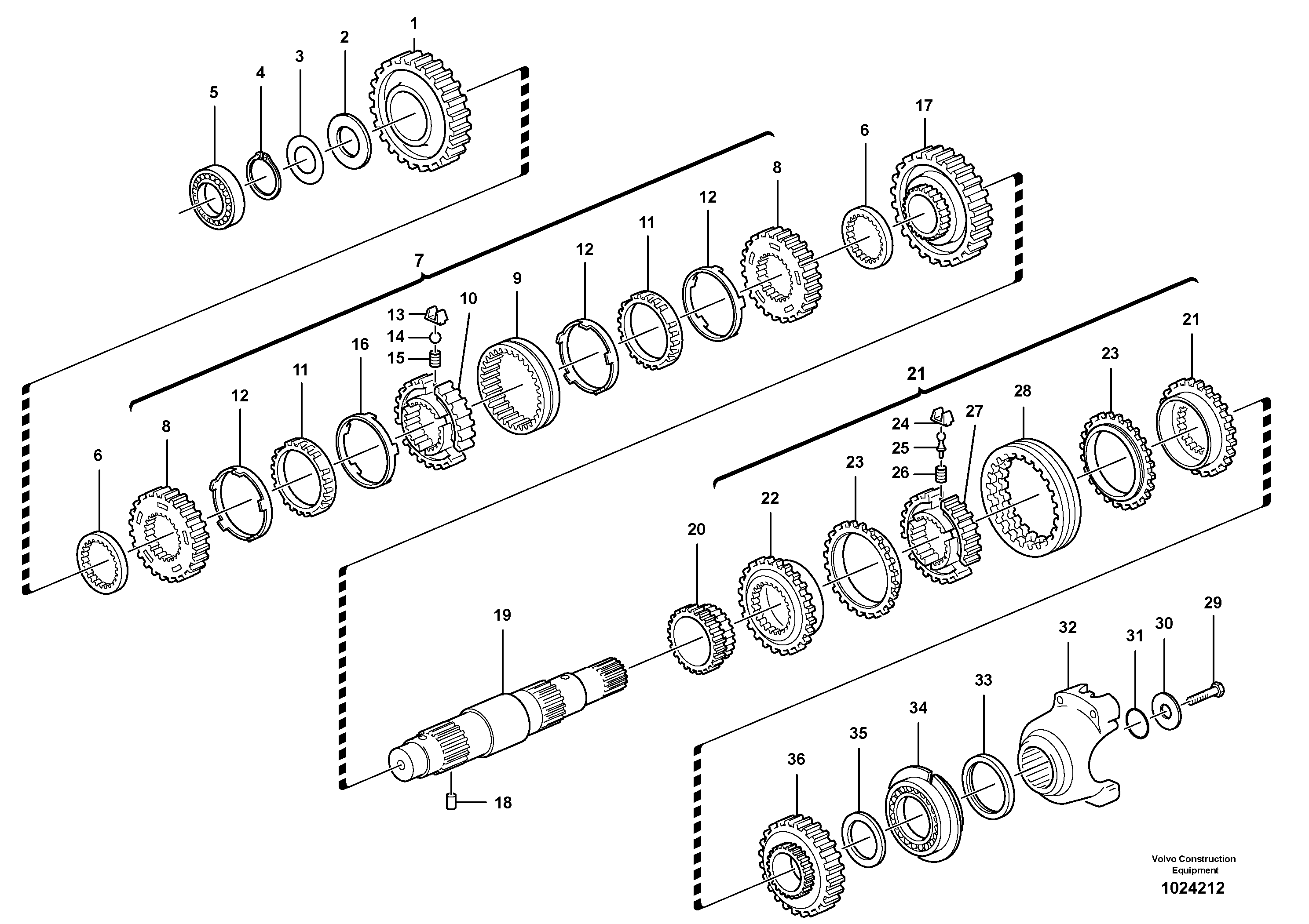 Схема запчастей Volvo BL60 - 5743 Secondary shaft BL60