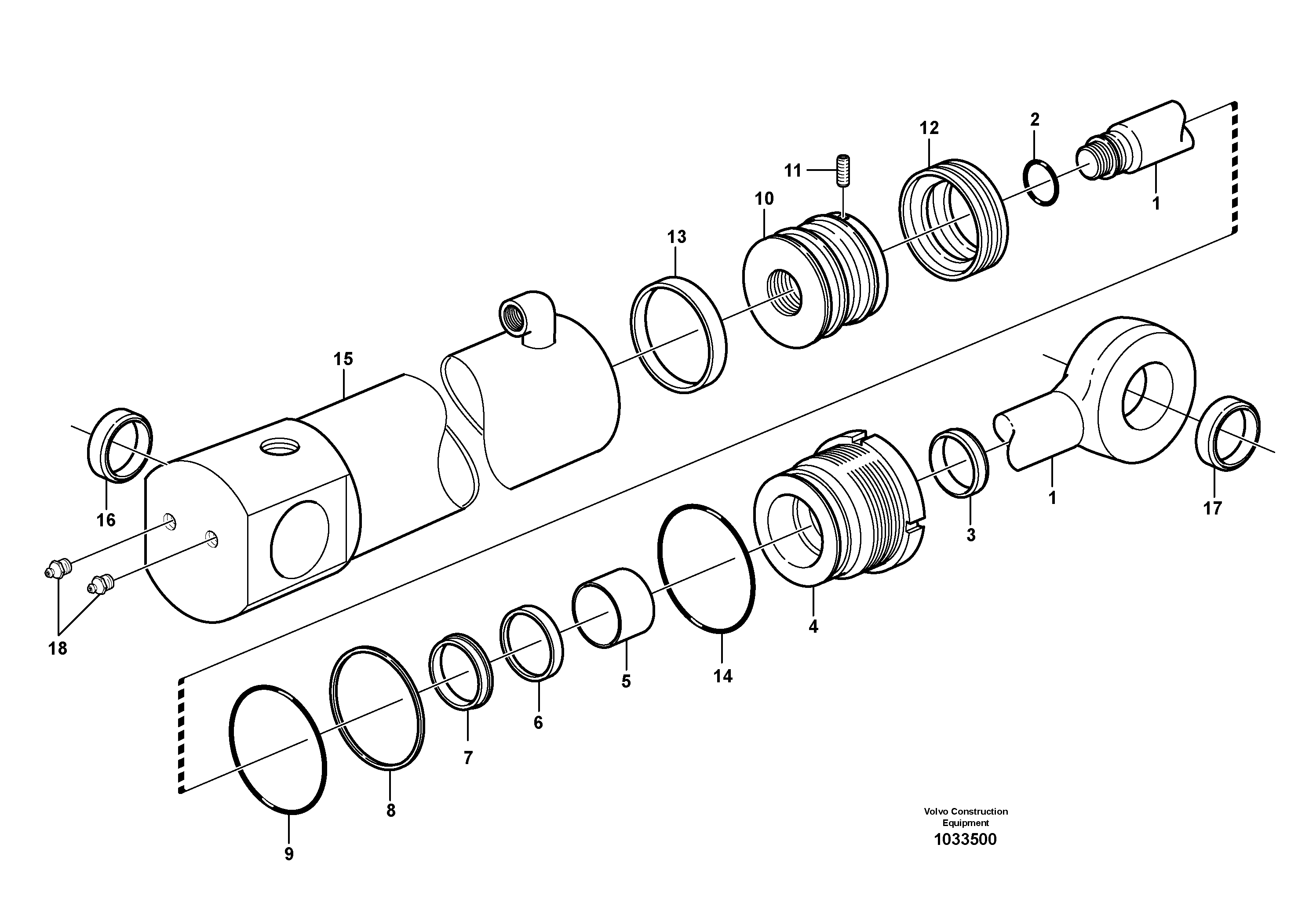 Схема запчастей Volvo BL60 - 102281 Гидроцилиндр BL60 S/N 11315 -