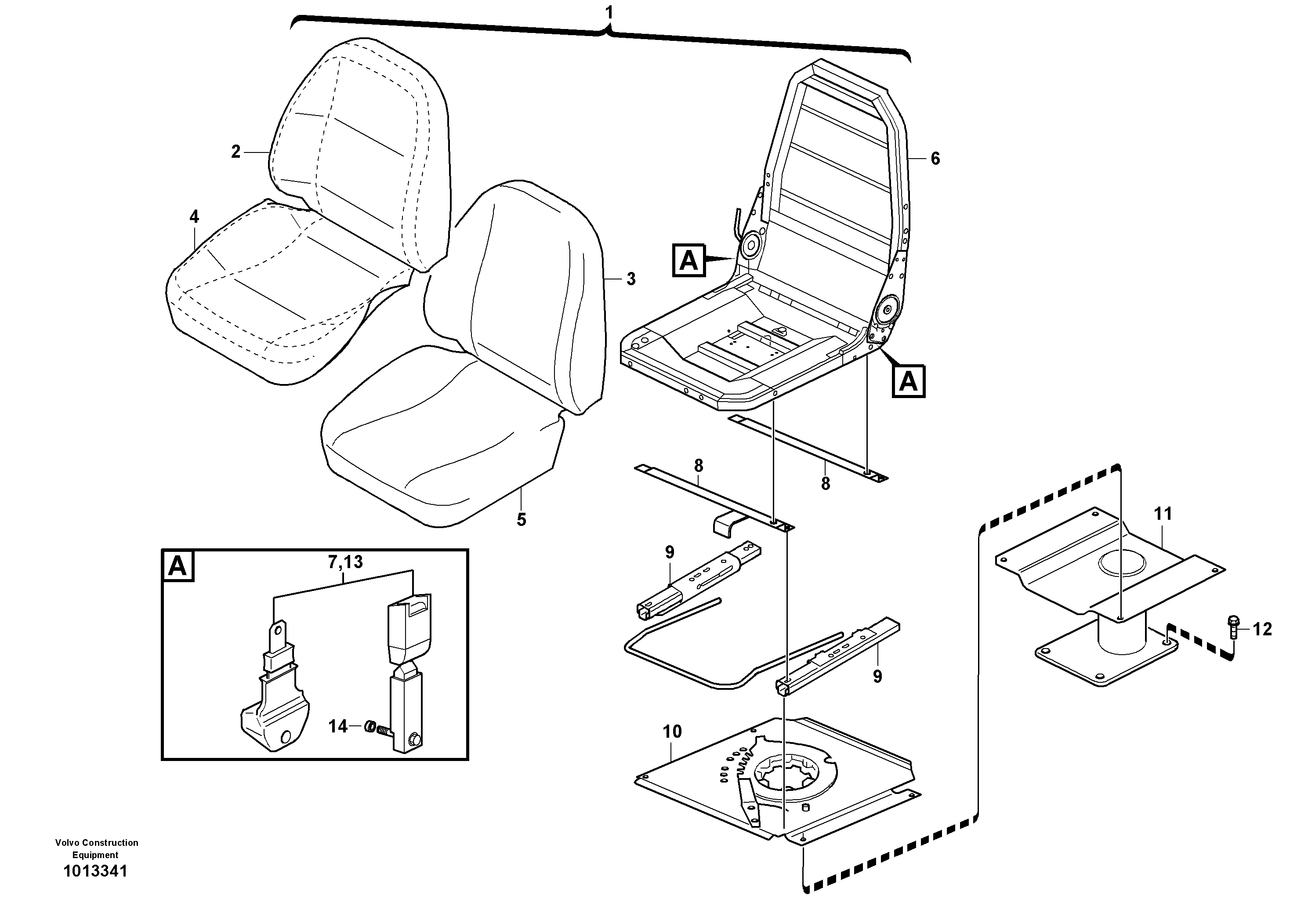 Схема запчастей Volvo BL61 - 10744 Operators seat BL61