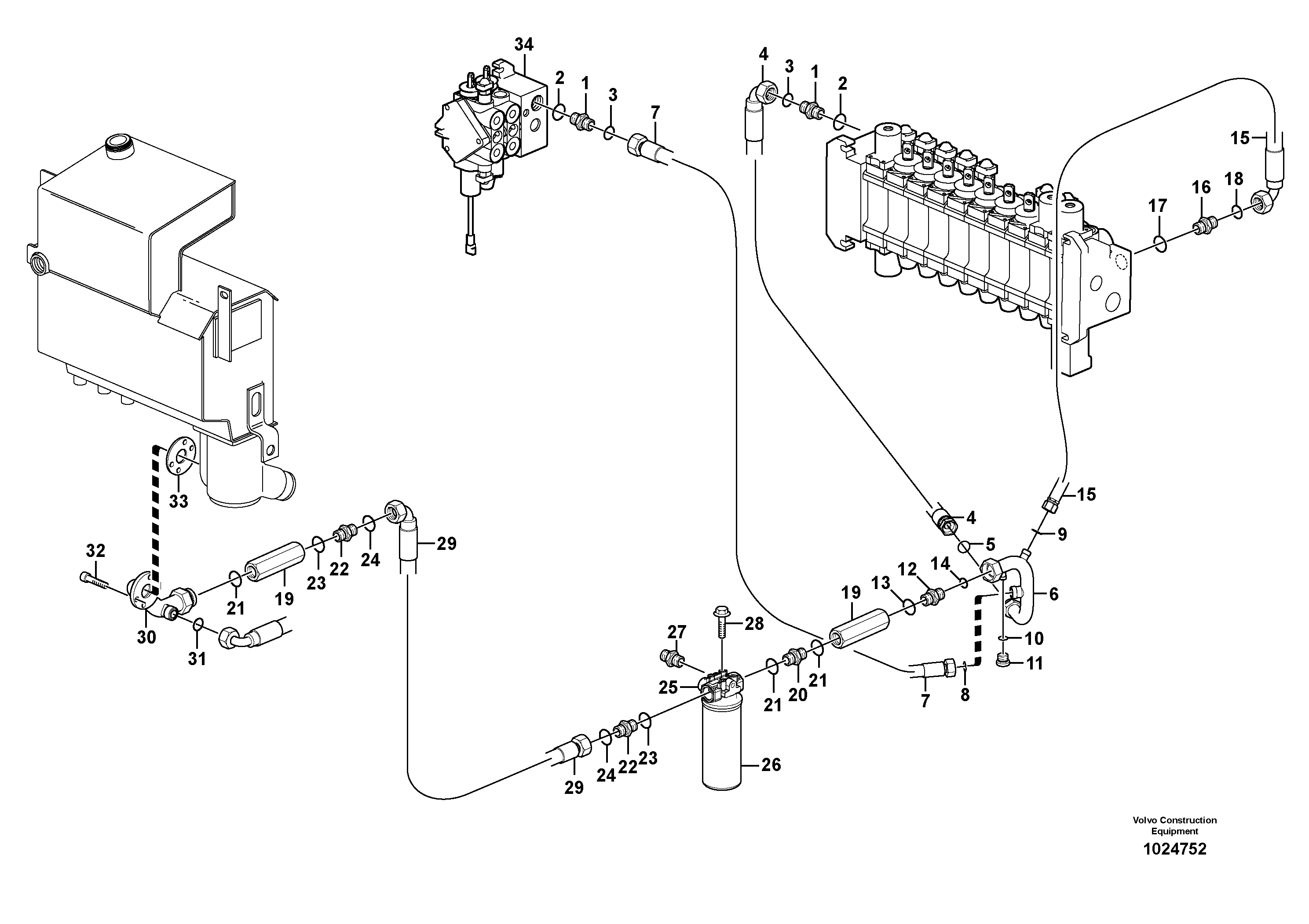 Схема запчастей Volvo BL61 - 13237 Hydraulic system, return line BL61